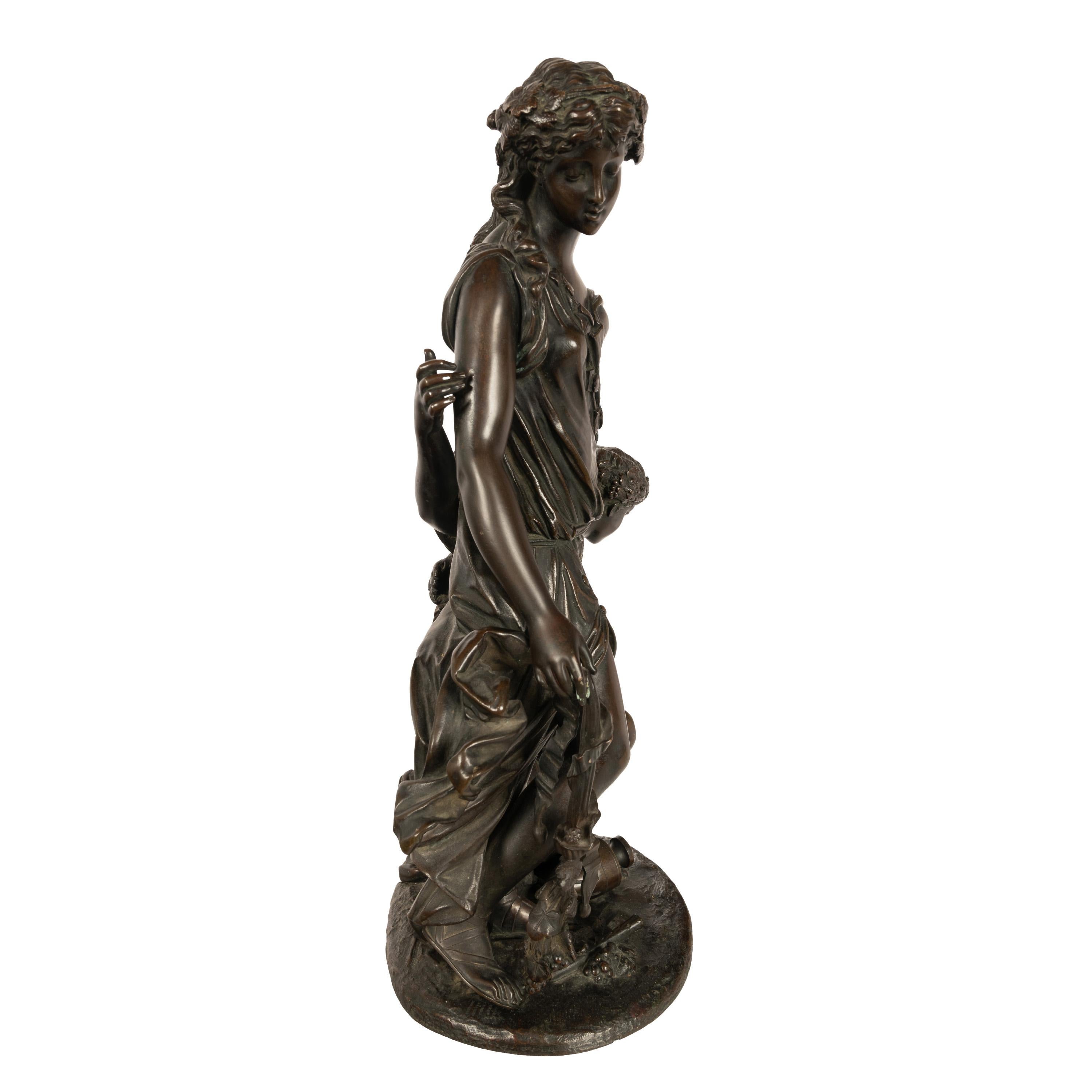Antique French Neoclassical Rococo Bronce Grupo Figural de Bacantes de Vino 1762 en venta 5