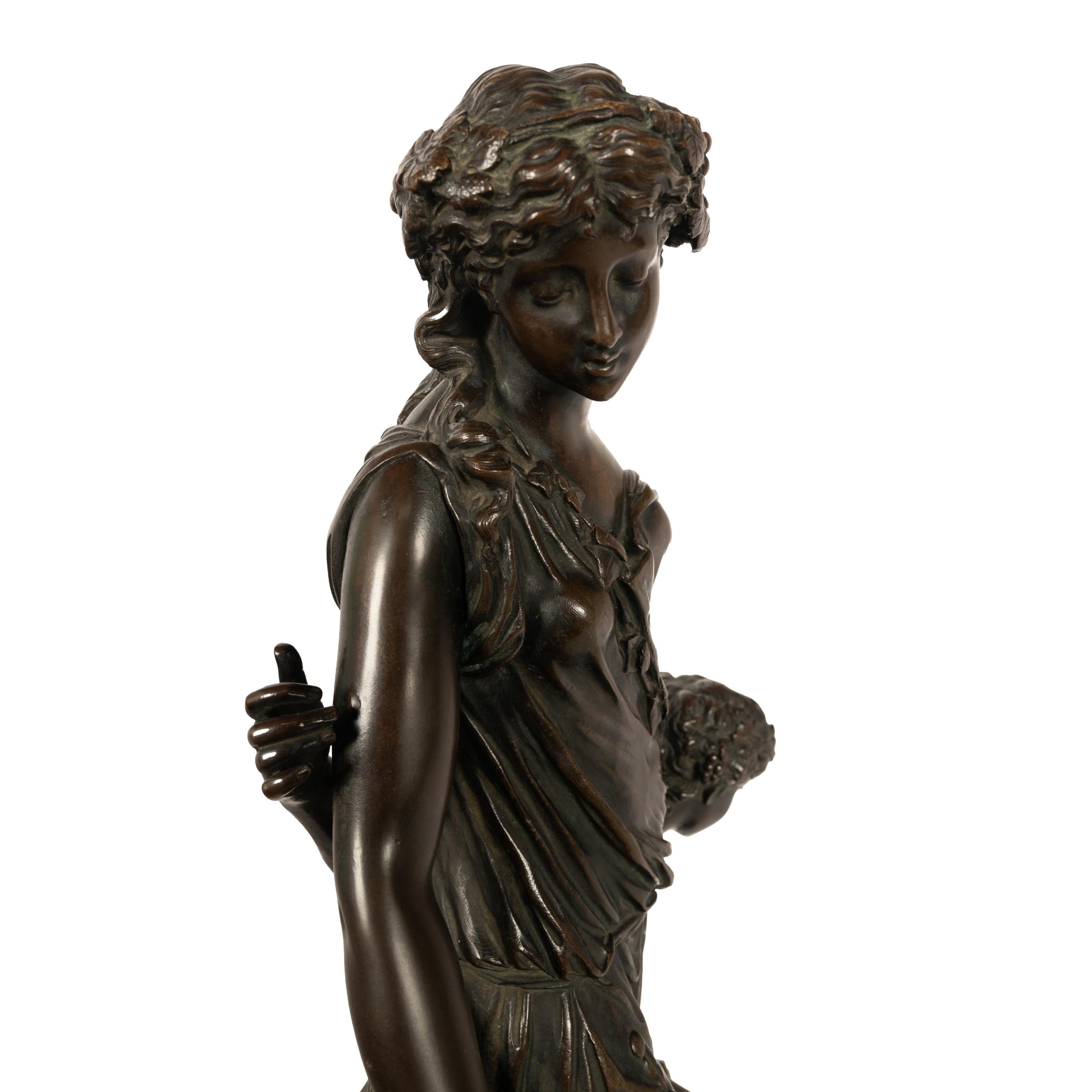 Antique French Neoclassical Rococo Bronce Grupo Figural de Bacantes de Vino 1762 en venta 7