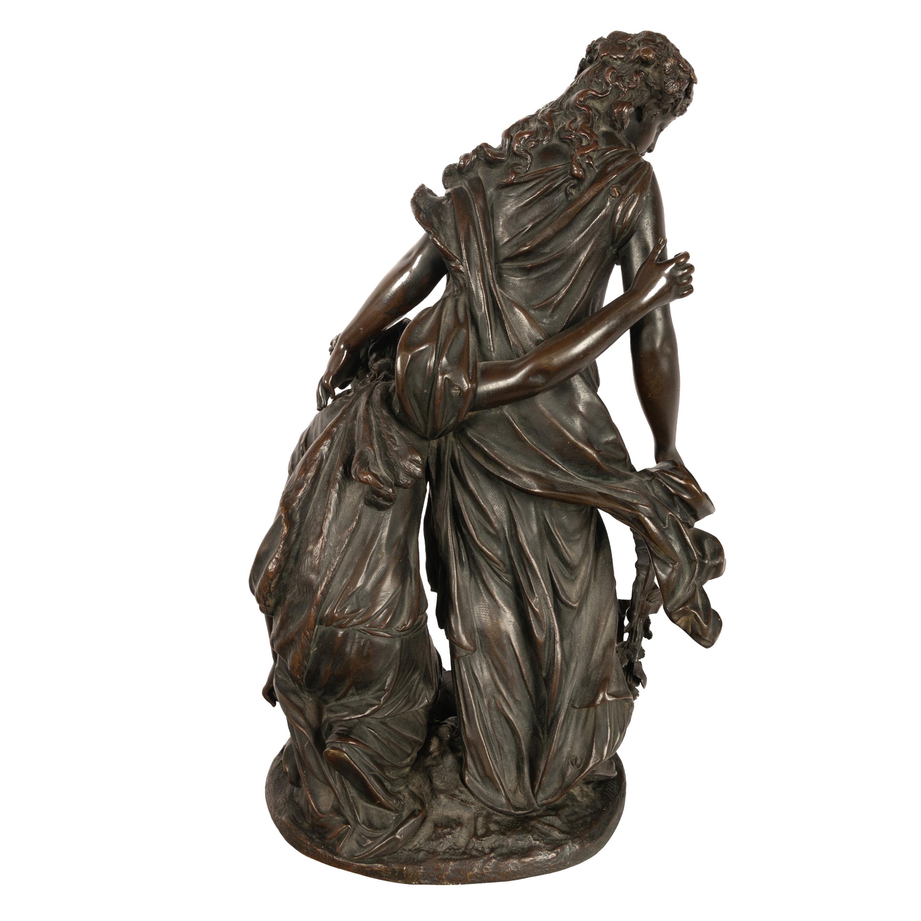Antique French Neoclassical Rococo Bronce Grupo Figural de Bacantes de Vino 1762 en venta 2
