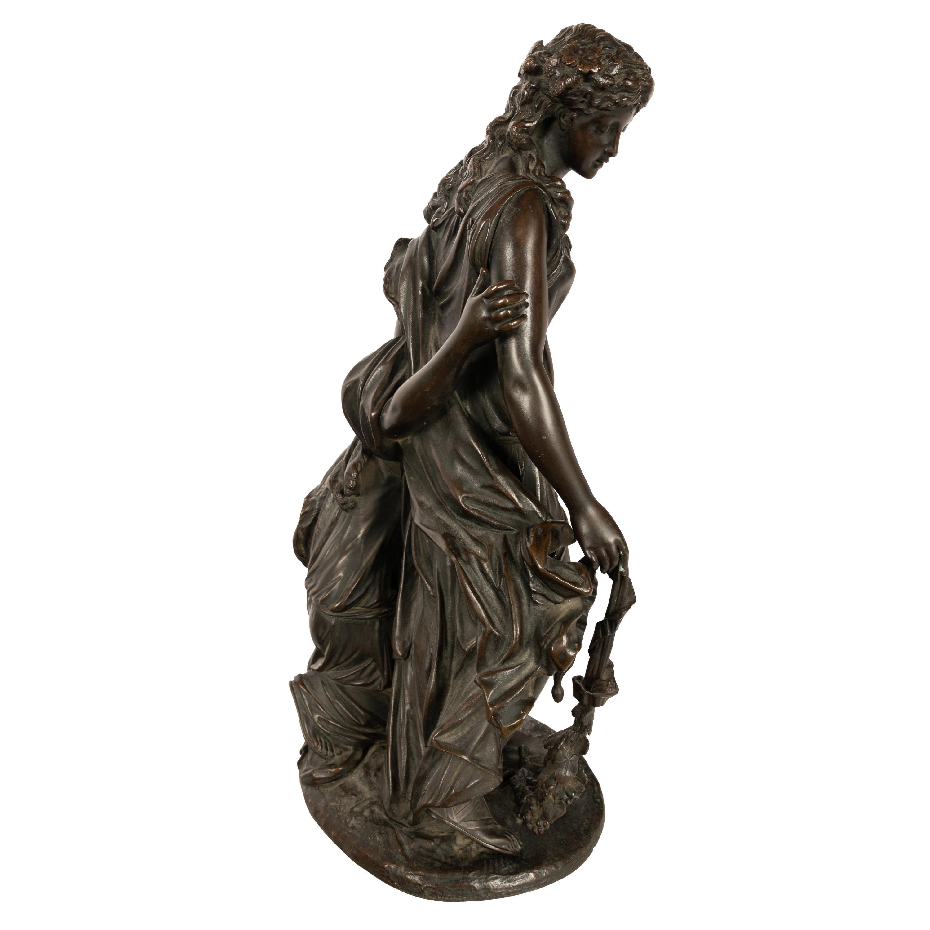 Antique French Neoclassical Rococo Bronce Grupo Figural de Bacantes de Vino 1762 en venta 4