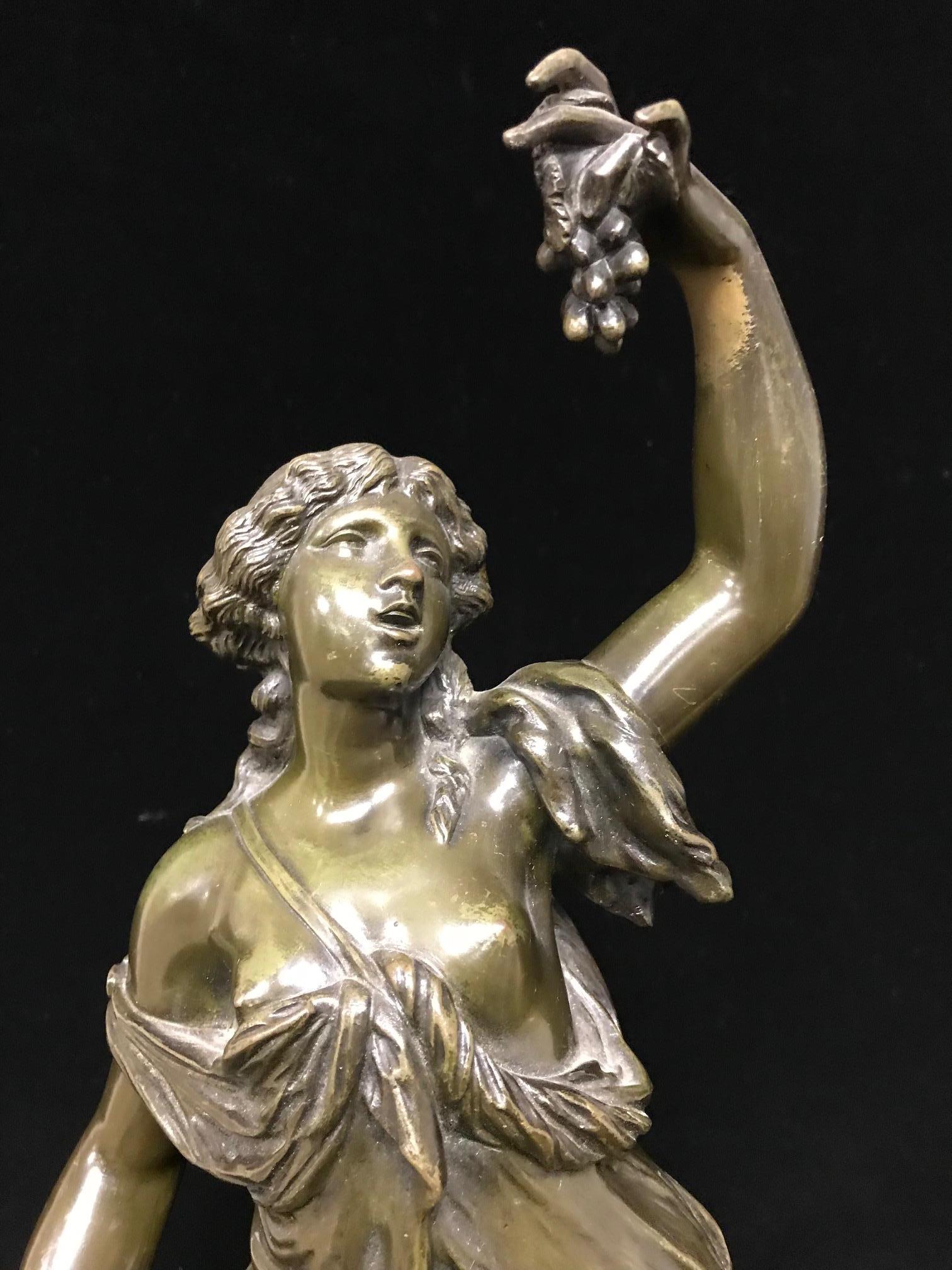 DESCRIPTION
Antique French Bronze Bacchanale, 
Claude Michel Clodion was a French Rococo sculptor. Noted for his versatility as an artist and for the lively charm of his figures, which included Grecian nymphs, cherubs, and gods, Clodion was both