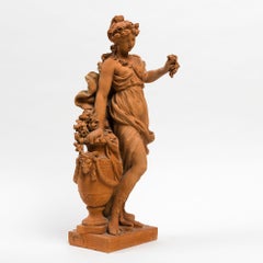 Claude Michel Clodion TERRACOTTA "Giovane ragazza con vaso e testa di ariete".