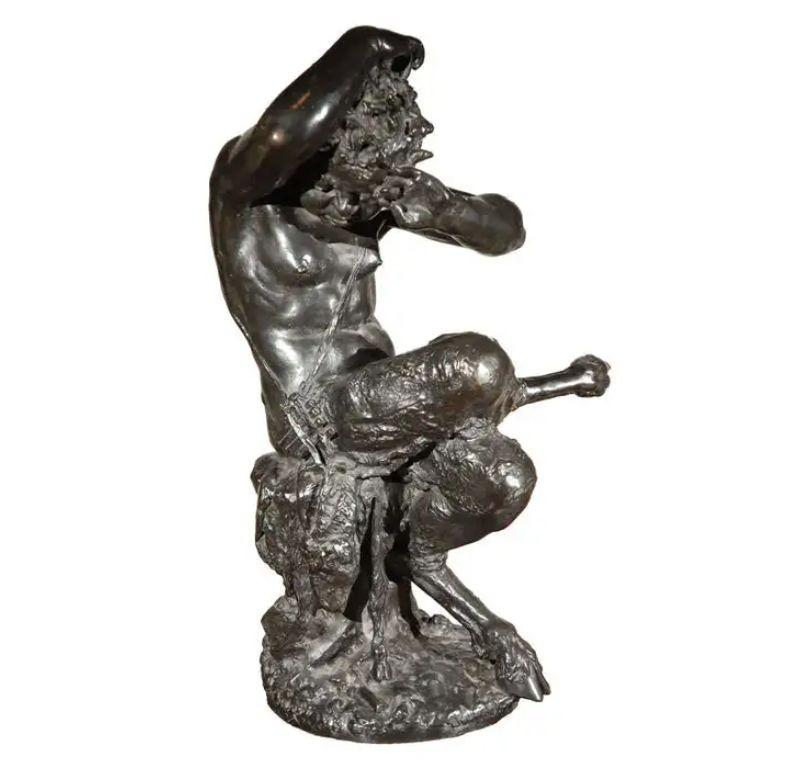 Cast bronze sculpture of a yawning Satyr  after the original by important French sculptor, Claude Michel Clodion (1738-1814).

According to artnet:

Claude Michel Clodion was a French Rococo sculptor. Noted for his versatility as an artist and for