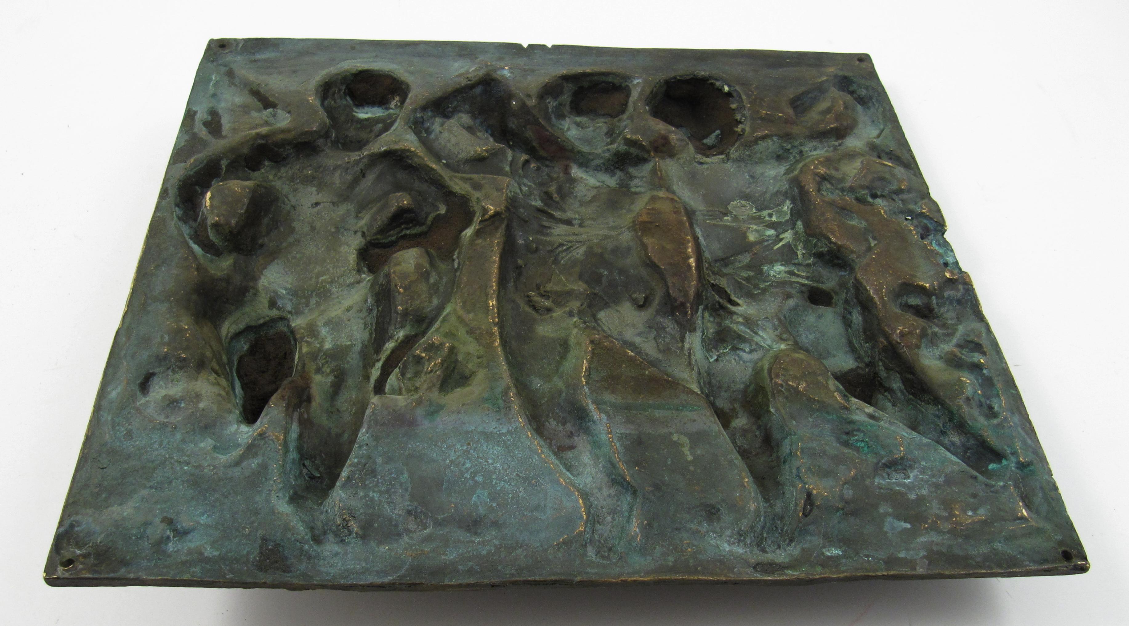 Music Making Dancing Putti – 19thC France - High Relief Bronze Plaque For Sale 6
