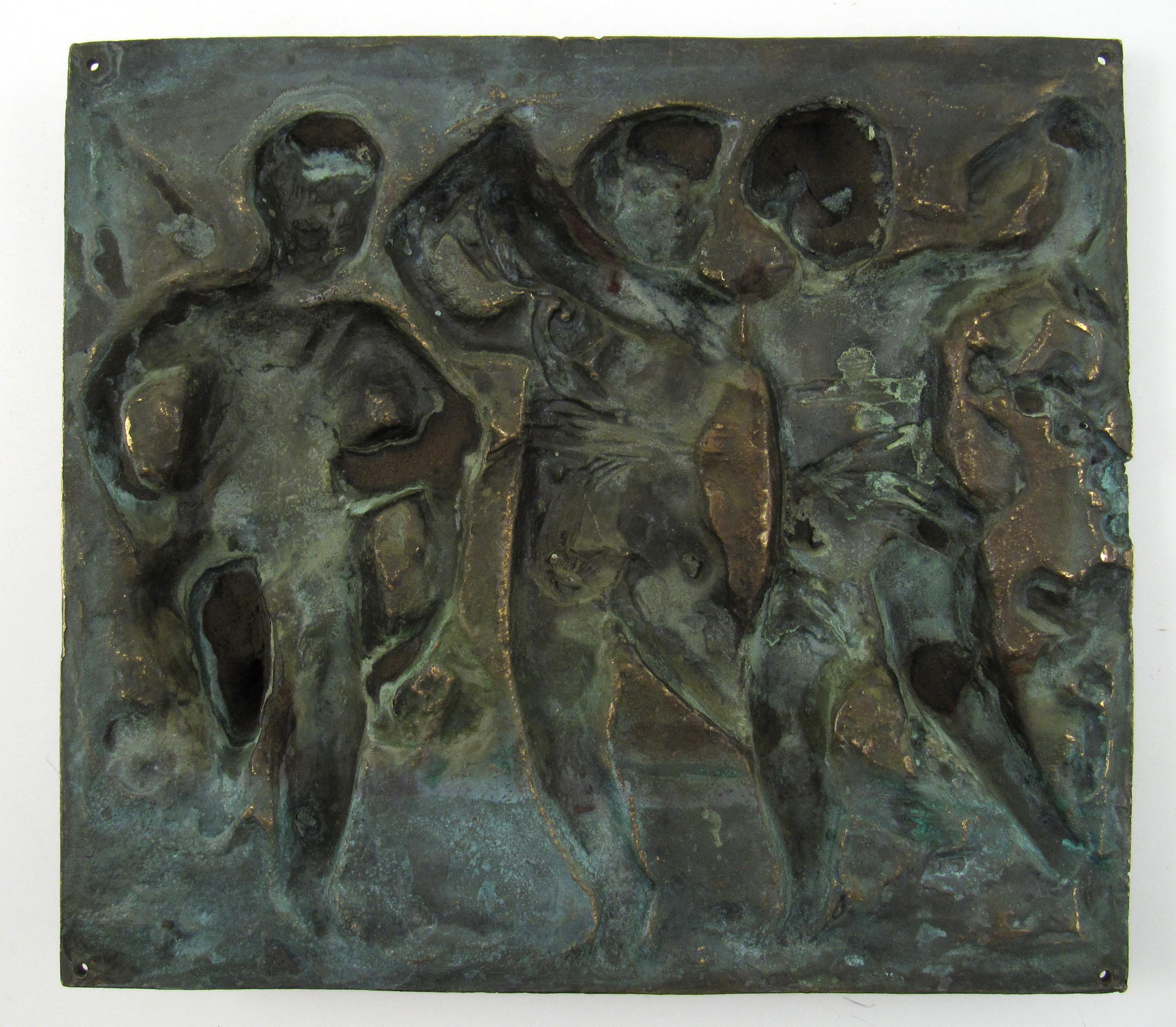 Music Making Dancing Putti – 19thC France - High Relief Bronze Plaque For Sale 5