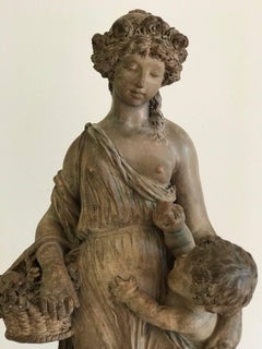 Terracotta Group of a maiden and child , Clodion