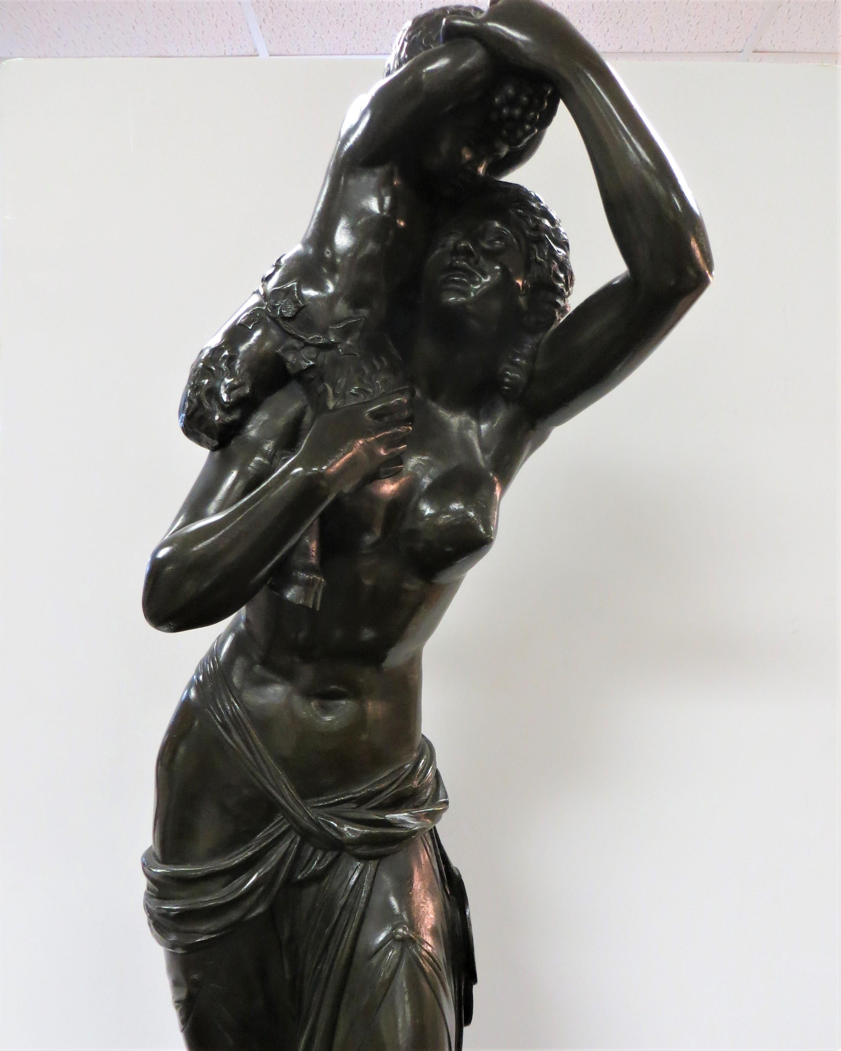 Clodion Michel (1738-1814) : 19th C. sculpture, bronze with medal patina, nude faun woman sitting on a rock and 2 puttis, signed on the back cast by Vittoz
Claude Michel Clodion was a French Rococo sculptor. Noted for his versatility as an artist