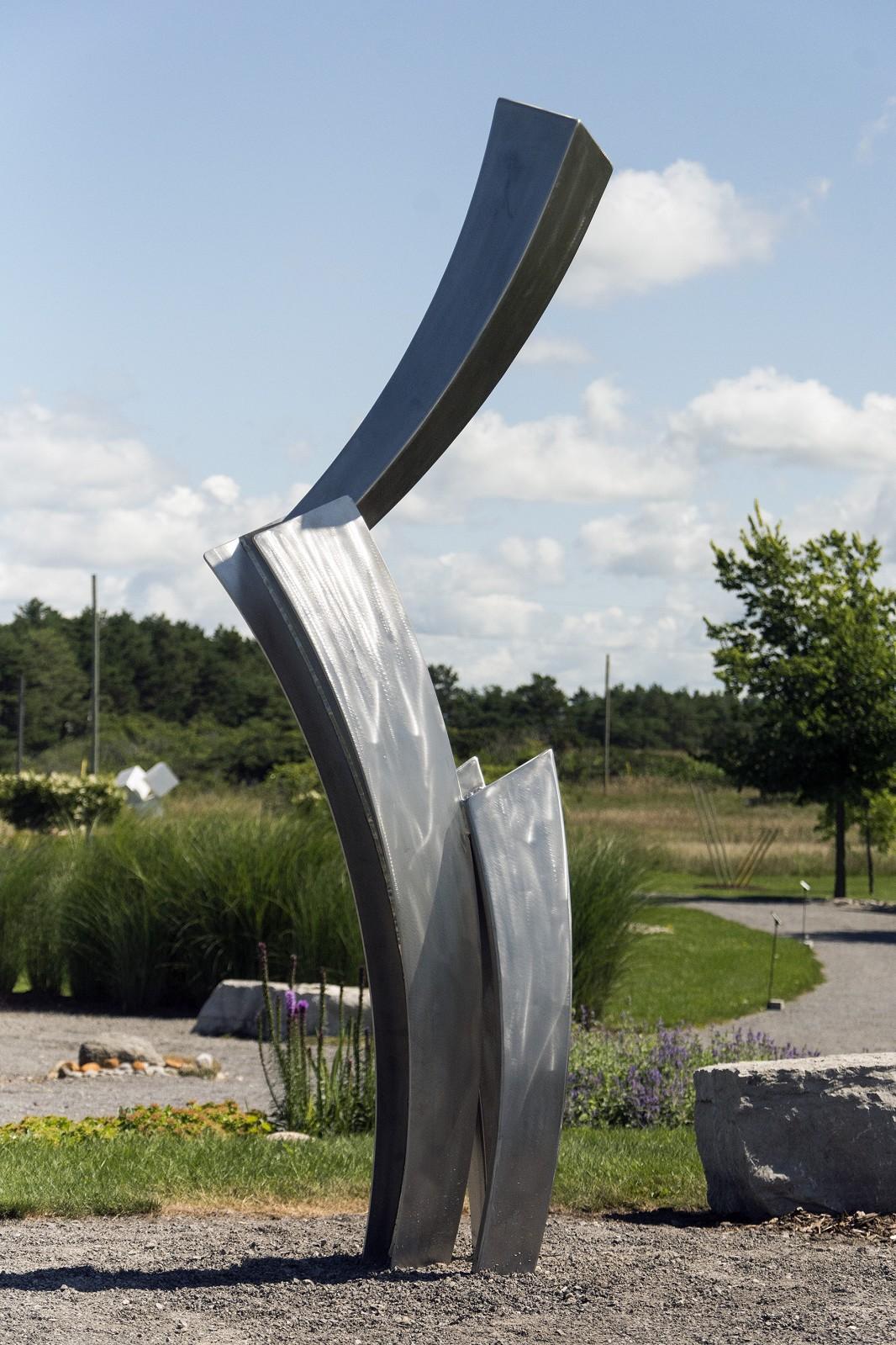 Ascendance II - large, dynamic, minimalist, stainless steel outdoor sculpture