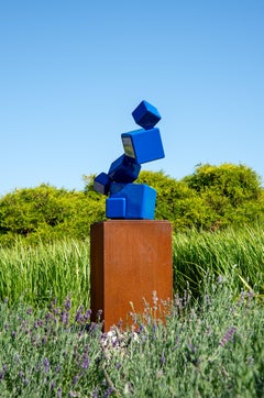 Ce bleu du jour (Il blu di oggi) - Scultura astratta, acciaio forgiato a mano
