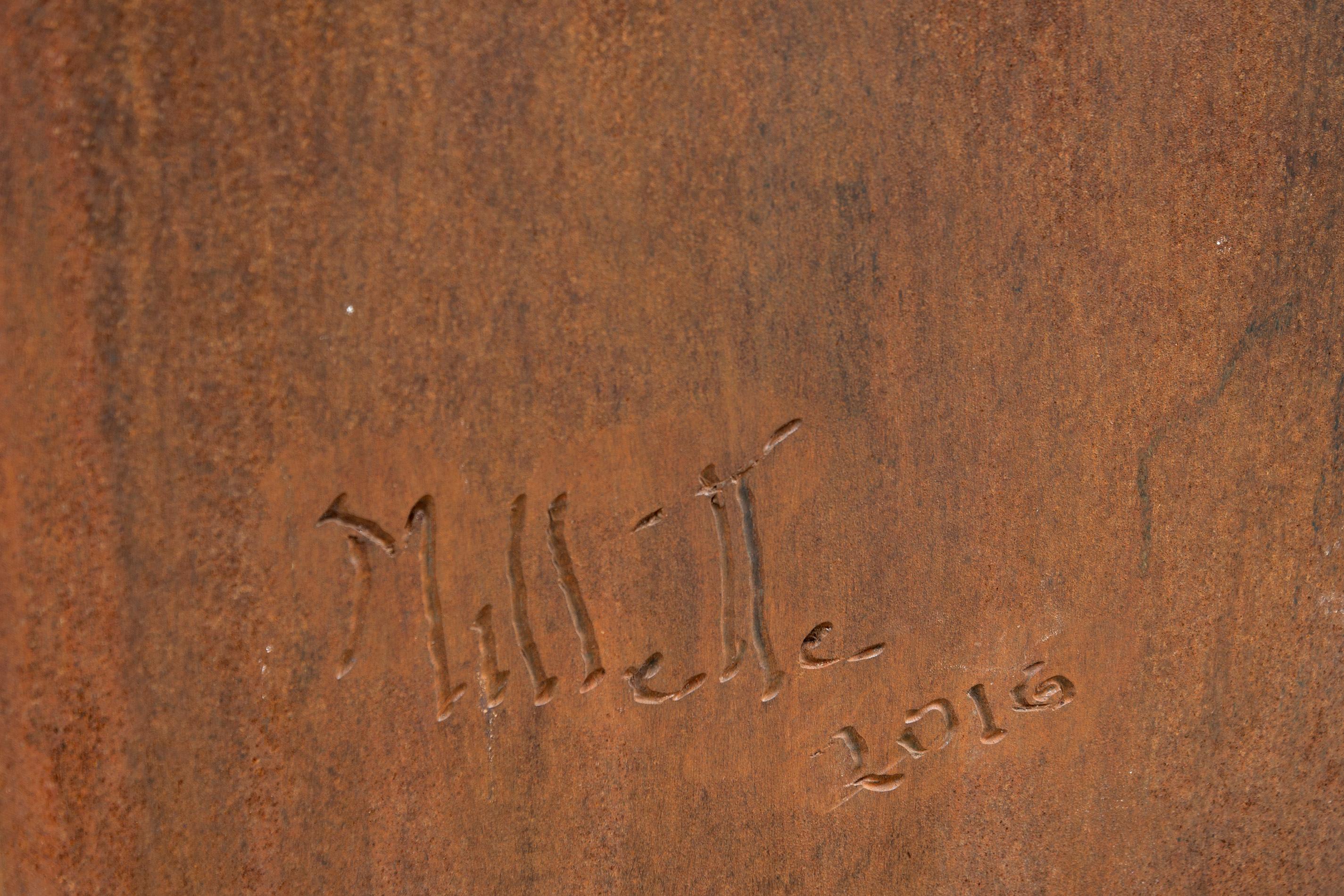 Corphéum XII - haute, grande, géométrique, abstraite, sculpture d'extérieur en acier Corten 2