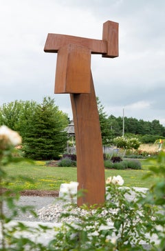 Corphéum XII - tall, large, geometric, abstract, Corten steel outdoor sculpture