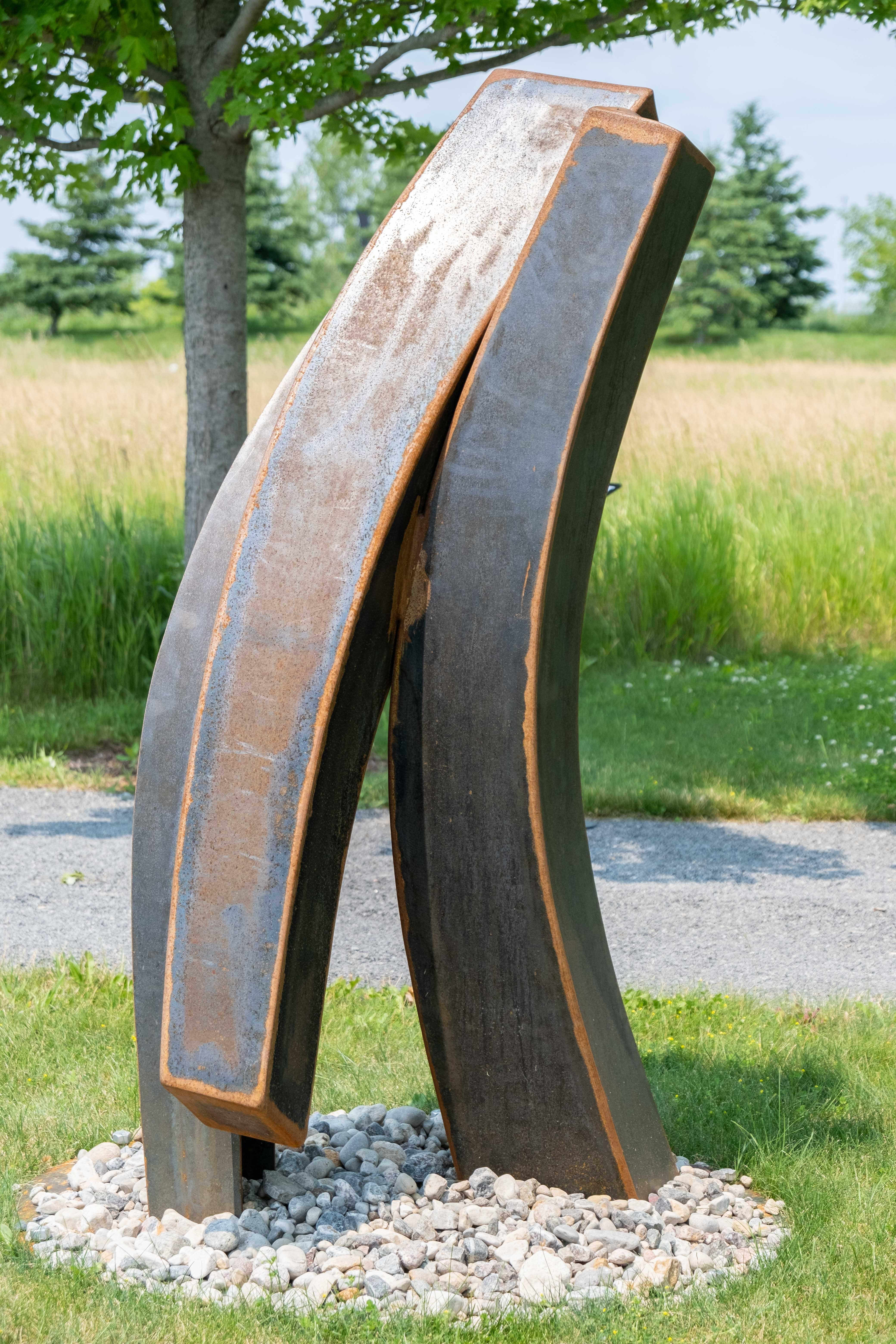 Corpheum XVII - escultura contemporánea abstracta geométrica de acero corten para exteriores - Sculpture de Claude Millette