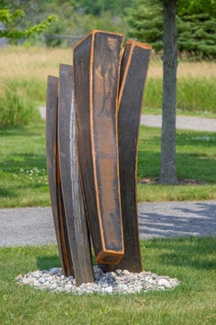 Corpheum XVII - sculpture d'extérieur contemporaine, abstraite géométrique, en acier Corten