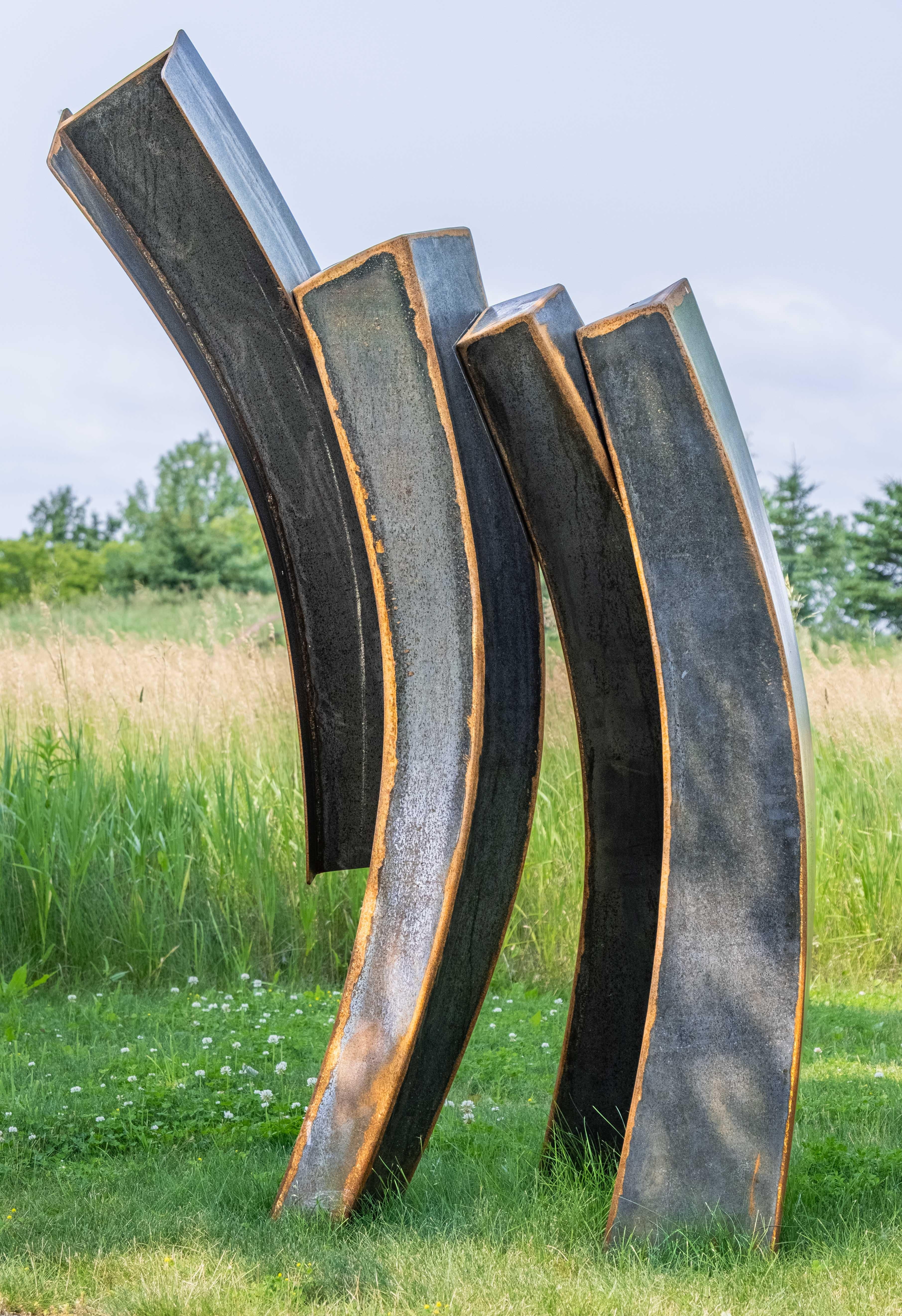 Claude Millette Abstract Sculpture - Corpheum XVIII - large, geometric, abstract, corten steel outdoor sculpture