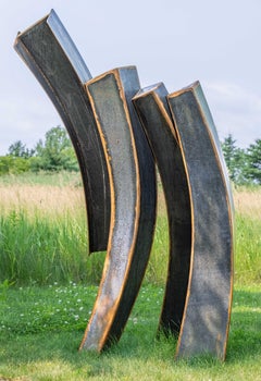 Grande sculpture d'extérieur en acier Corten de style Corpheum XVIII, géométrique et abstraite