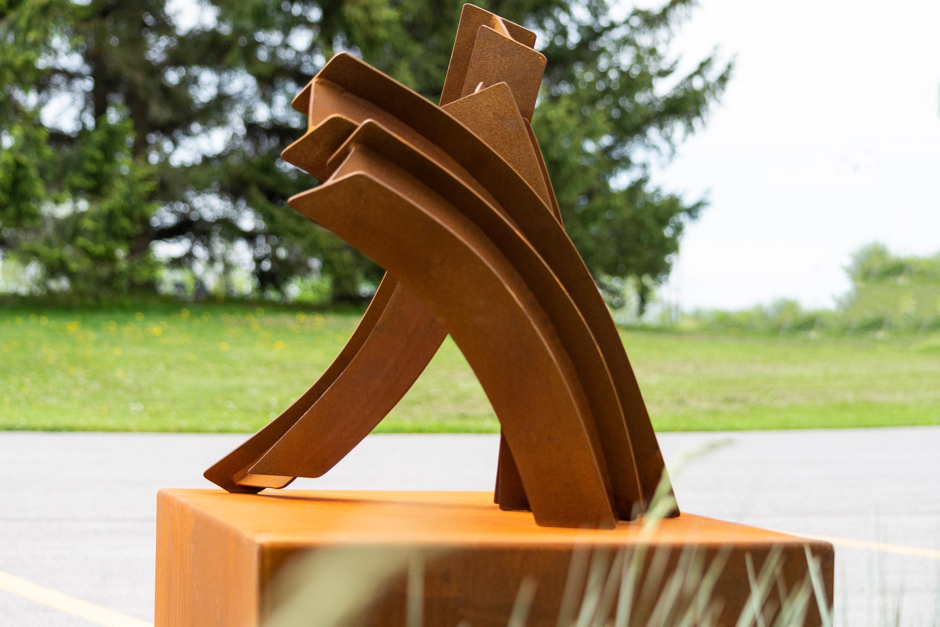 Divergence - contemporary, geometric, abstract, Corten steel, outdoor sculpture - Contemporary Sculpture by Claude Millette