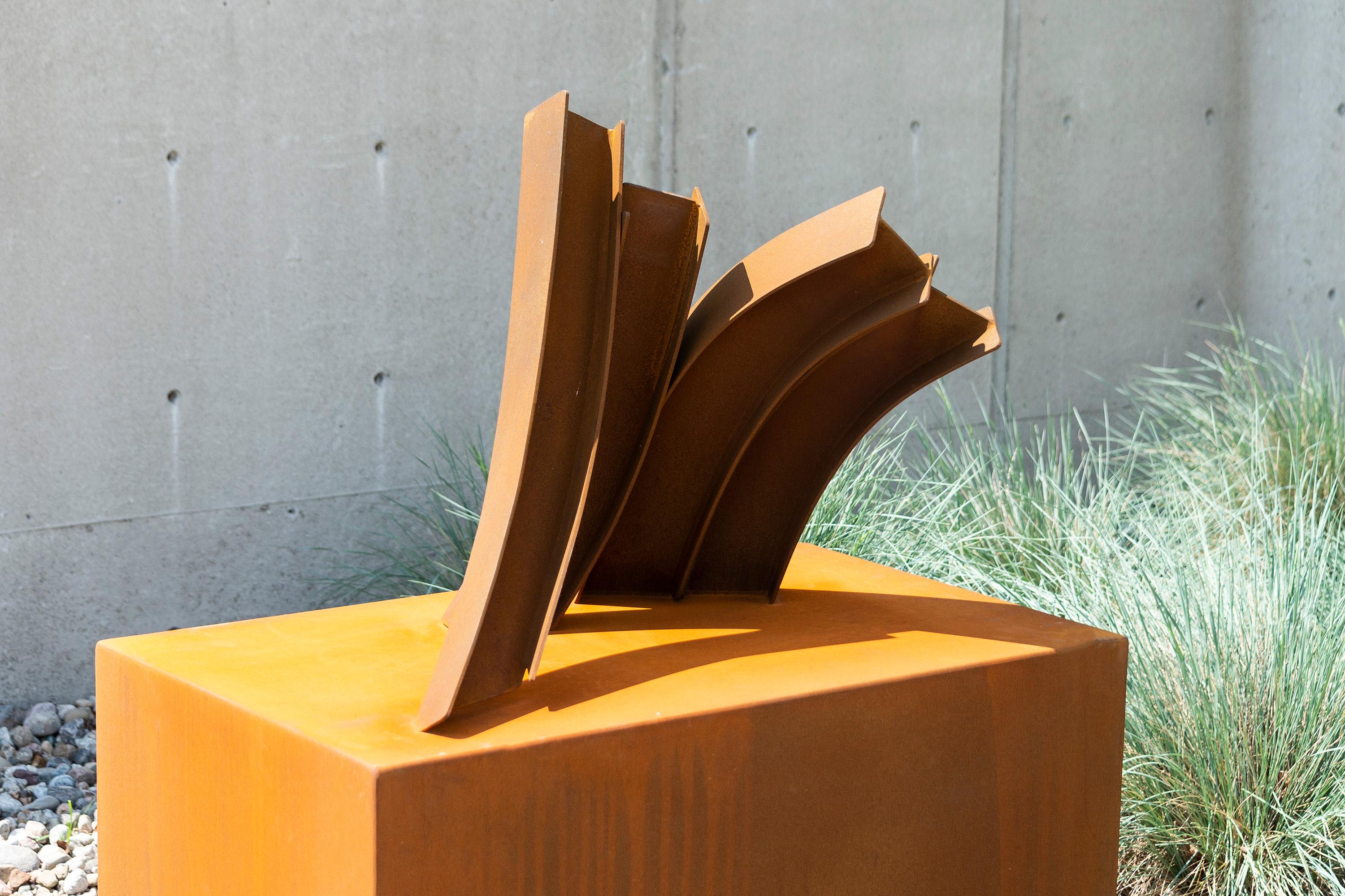 Divergence - contemporary, geometric, abstract, Corten steel, outdoor sculpture 1