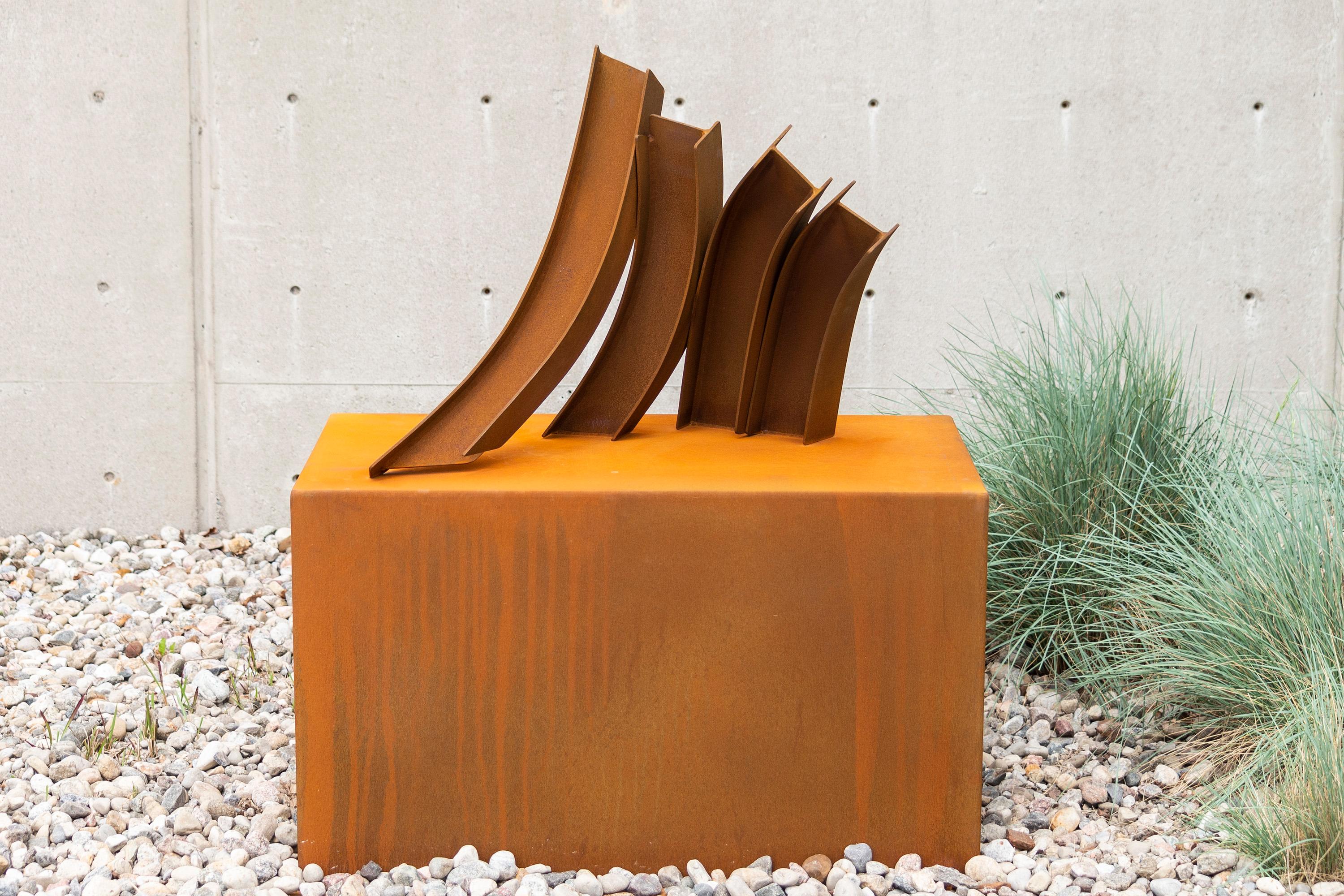 Divergence - contemporary, geometric, abstract, Corten steel, outdoor sculpture 2
