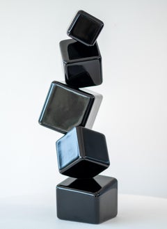 Effervescence Black VIII - geometric, abstract, powder coated steel sculpture