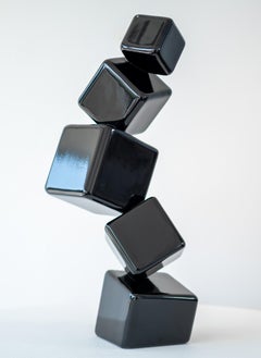 Effervescence Black VIII - geometric, abstract, powder coated steel sculpture