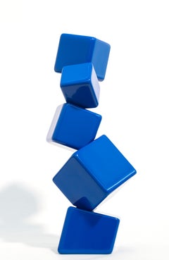 Effervescence Blue - small, geometric, abstract, powder coated steel sculpture