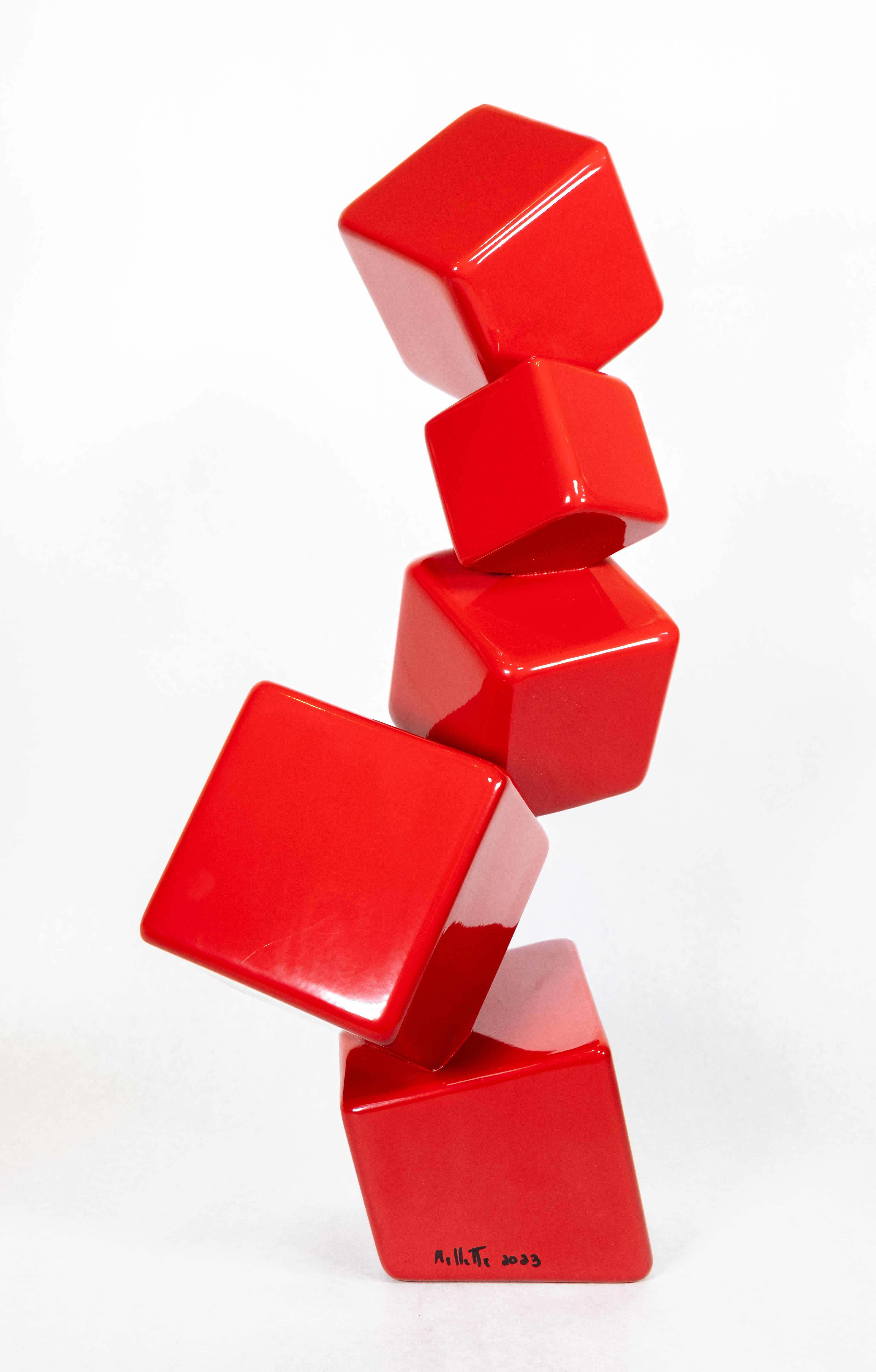 Effervescence V, petite sculpture géométrique, abstraite en acier revêtu de poudre - Contemporain Sculpture par Claude Millette