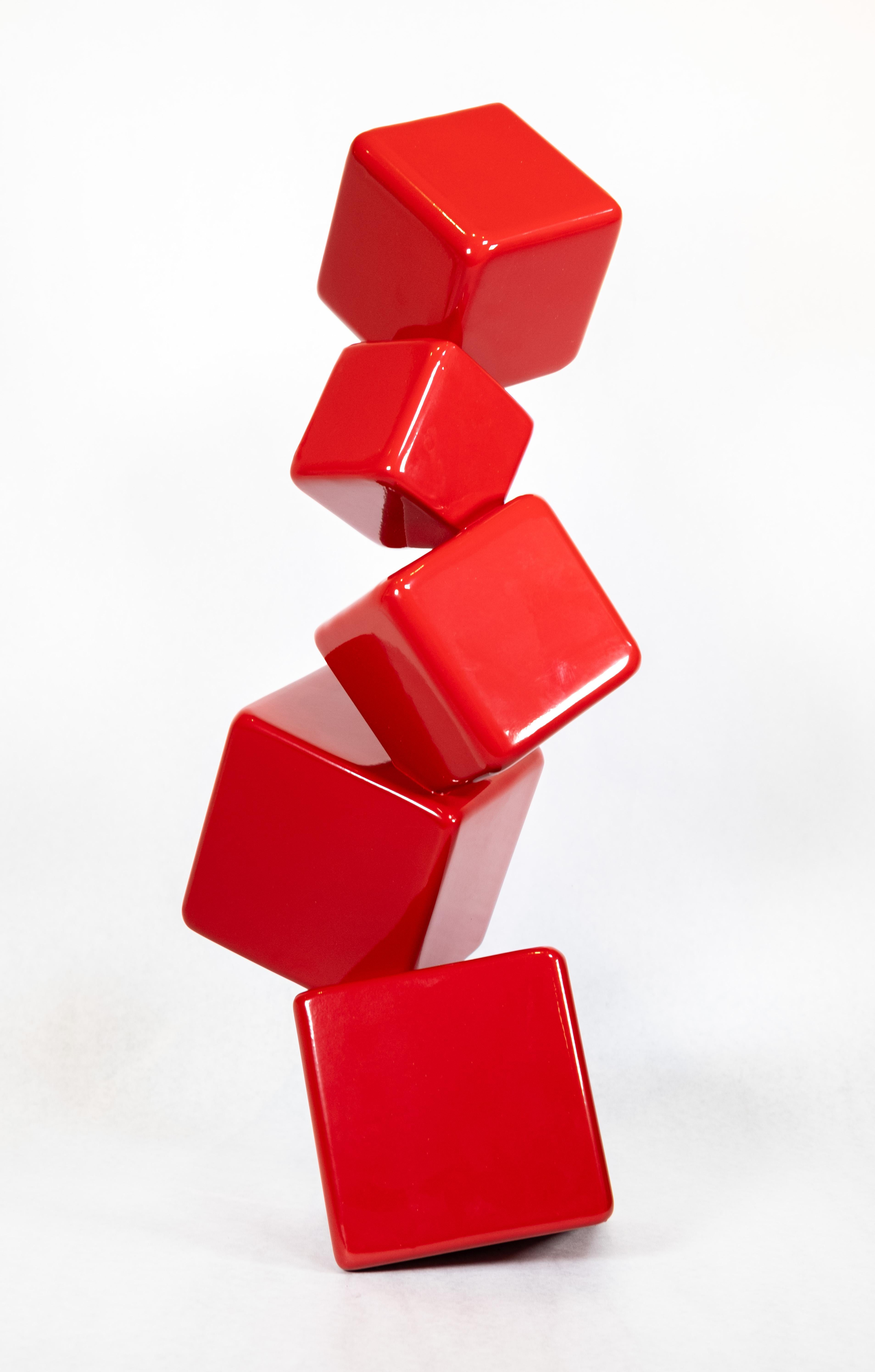 Effervescence V - kleine, geometrische, abstrakte, pulverbeschichtete Stahlskulptur