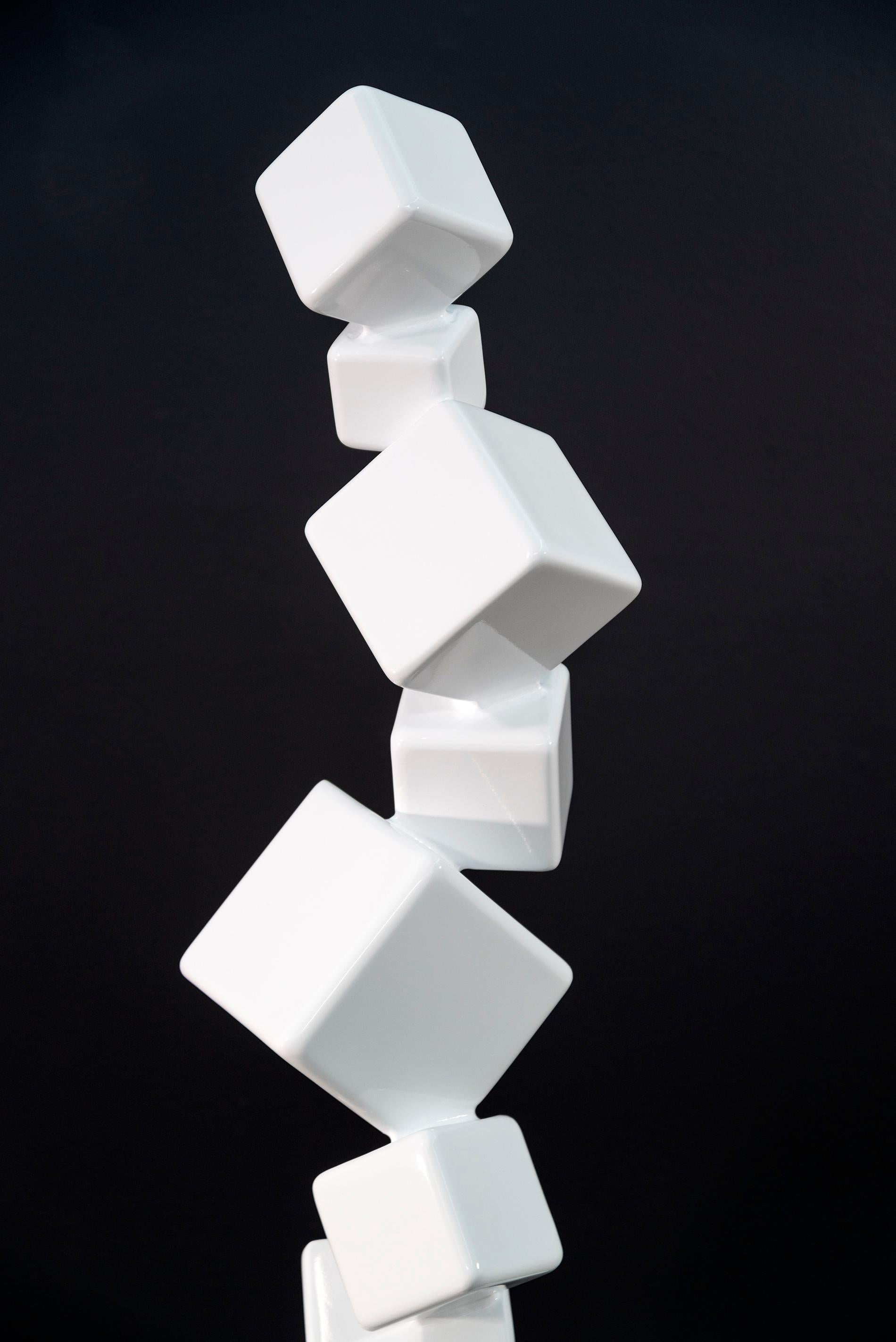 Effervescence White 60 - scultura geometrica, astratta, in acciaio verniciato a polvere 1