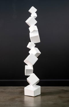 Effervescence White 60 - sculpture géométrique abstraite en acier peint par poudrage