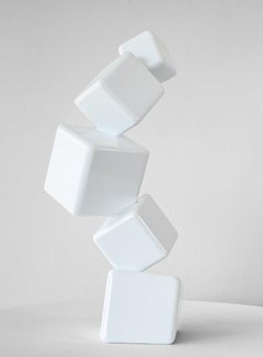 Effervescence White VII - geometric, abstract, powder coated steel sculpture