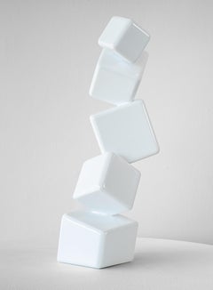 Effervescence White VII - scultura geometrica, astratta, in acciaio verniciato a polvere