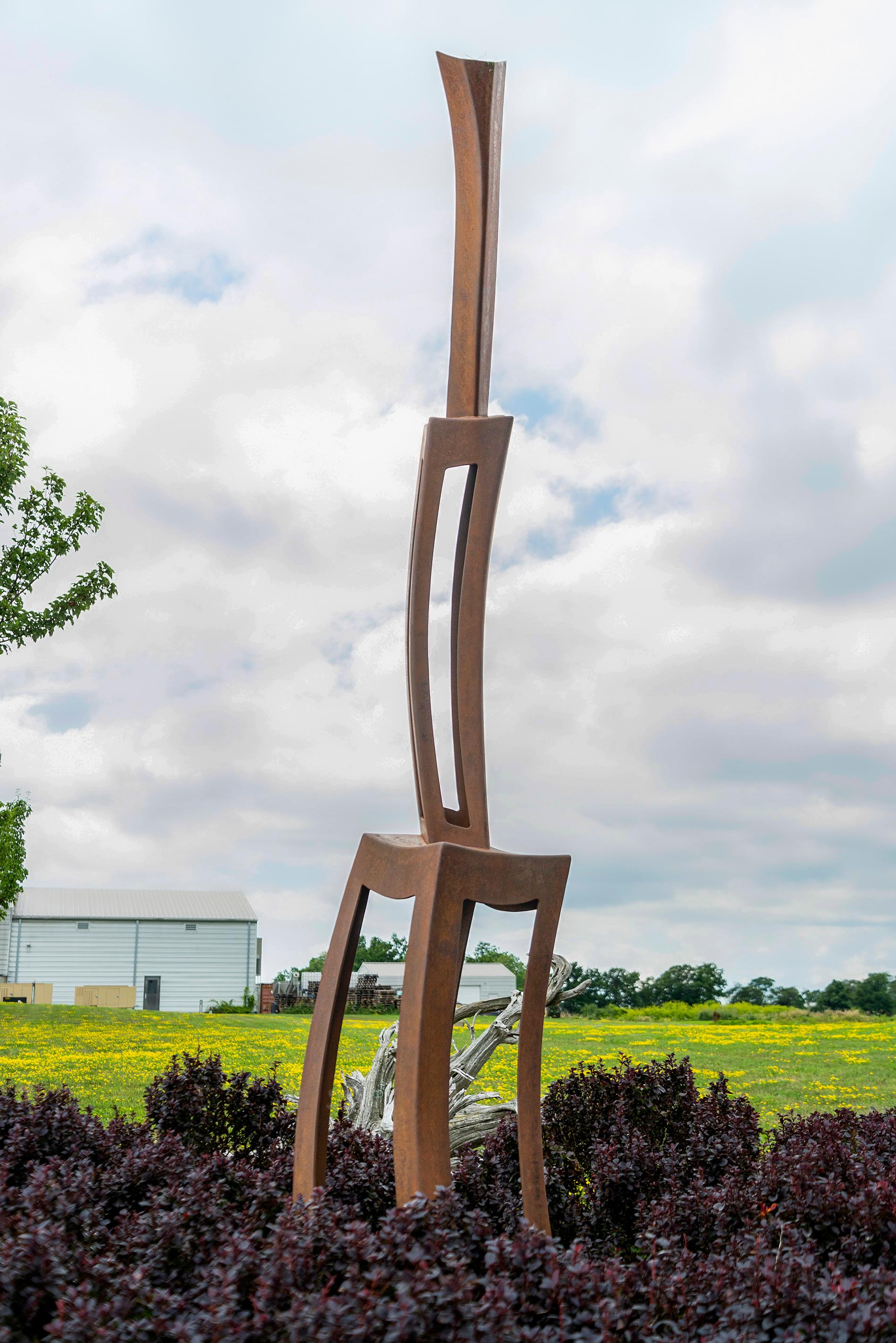 Expansion - tall, large, geometric, abstract, corten steel outdoor sculpture For Sale 2