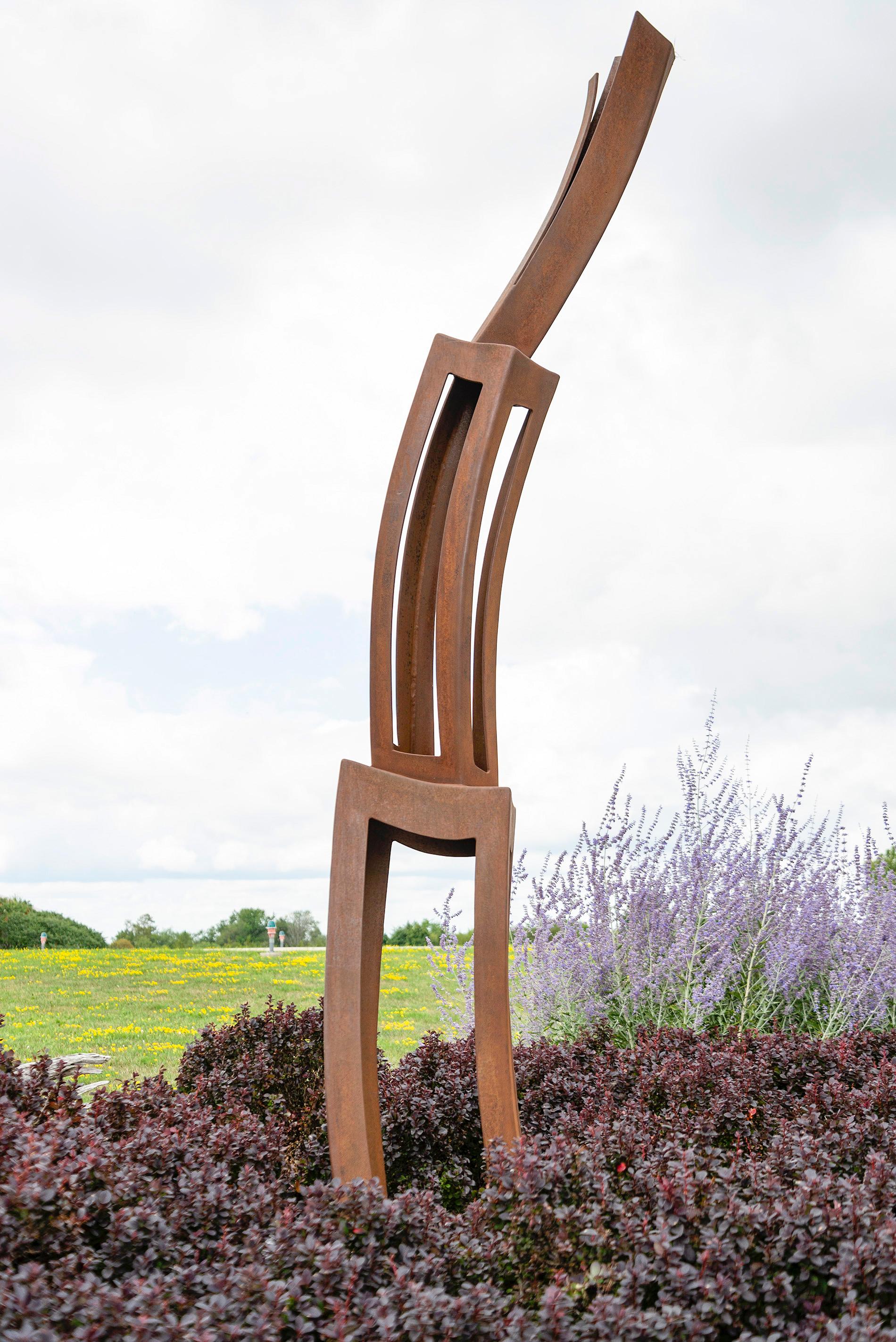 Expansion - tall, large, geometric, abstract, corten steel outdoor sculpture - Sculpture by Claude Millette