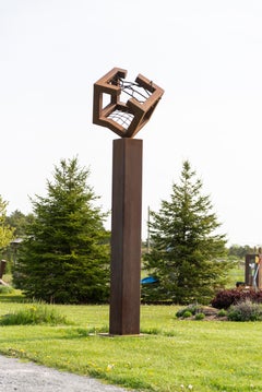Prehension - modern, geometric, abstract, Corten steel outdoor sculpture