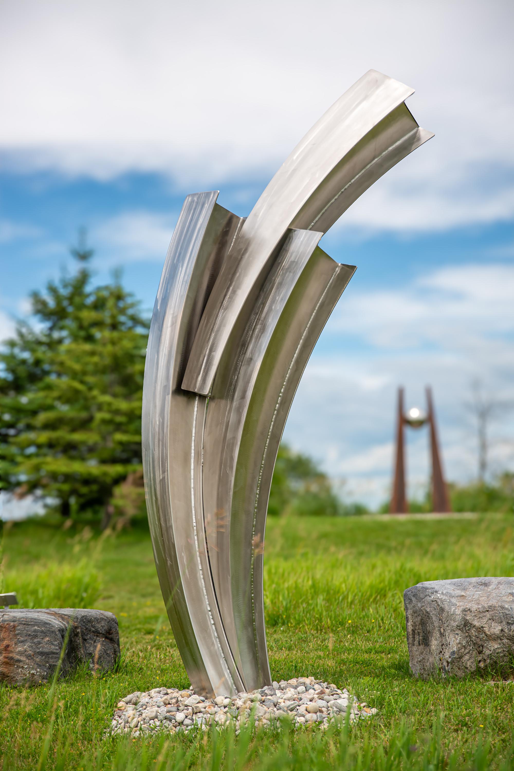 Claude Millette Abstract Sculpture - Projection II - Abstract Stainless Steel Outdoor Sculpture, Contemporary Art