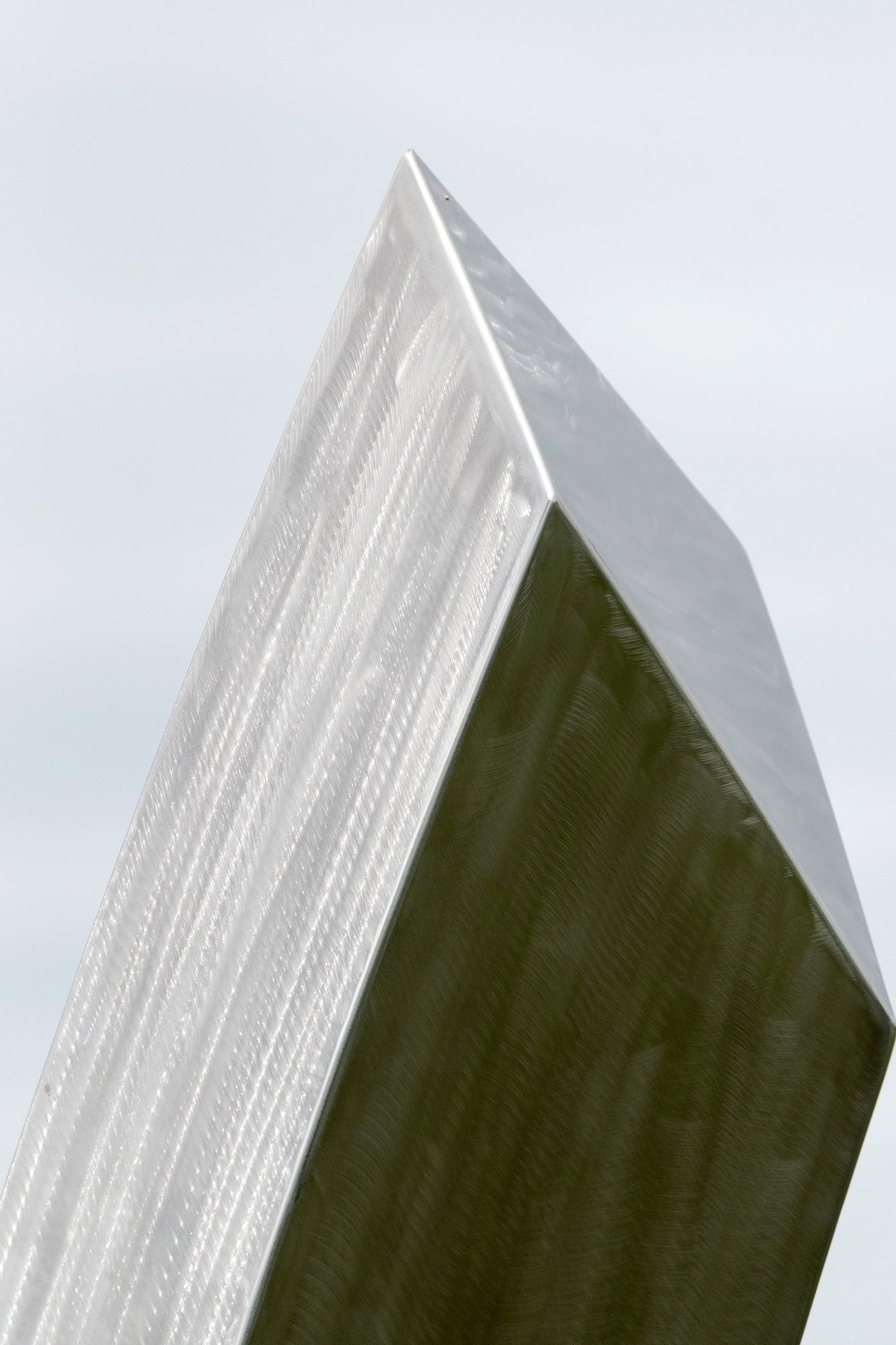 Rencontre (Encounter) - geometric, abstract, stainless steel outdoor sculpture For Sale 5