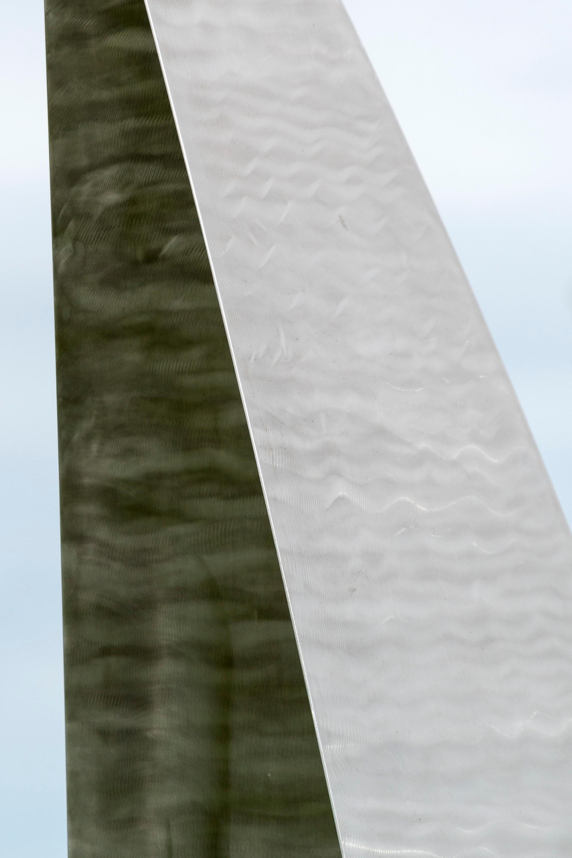 Rencontre (Encounter) - geometric, abstract, stainless steel outdoor sculpture For Sale 6