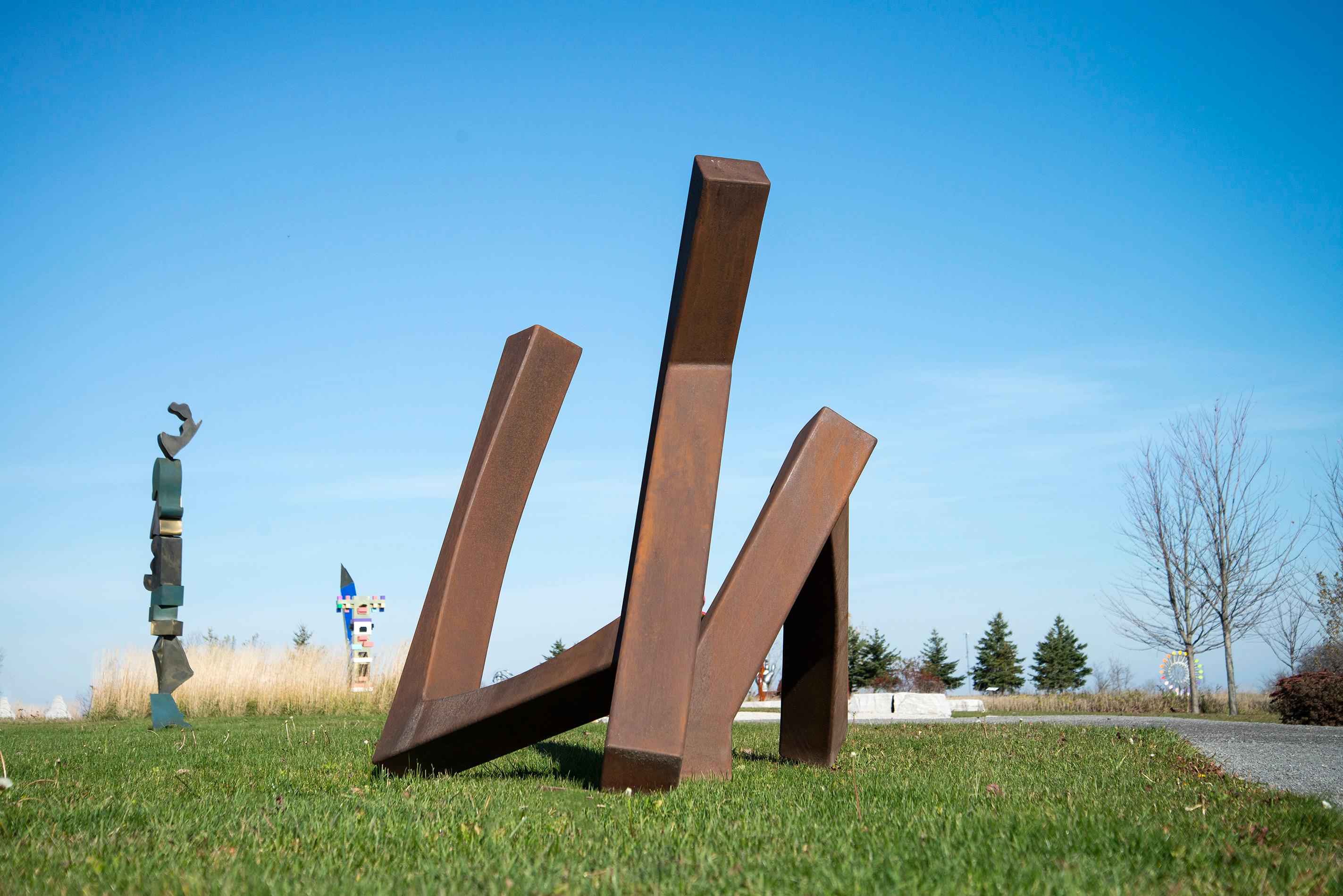 Trajectory No 7 - large, geometric, abstract, corten steel outdoor sculpture For Sale 1