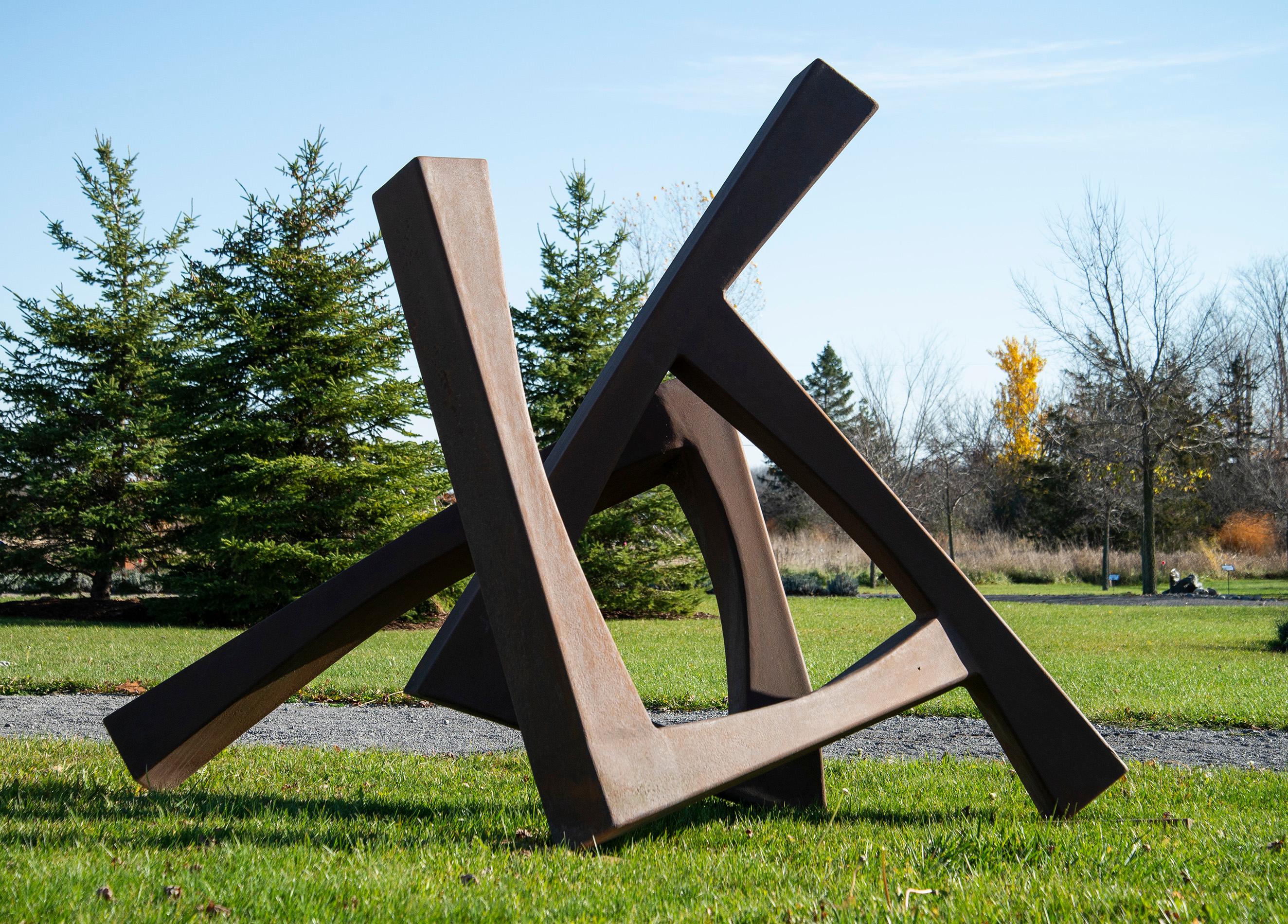 Trajectory No 7 - large, geometric, abstract, corten steel outdoor sculpture For Sale 2