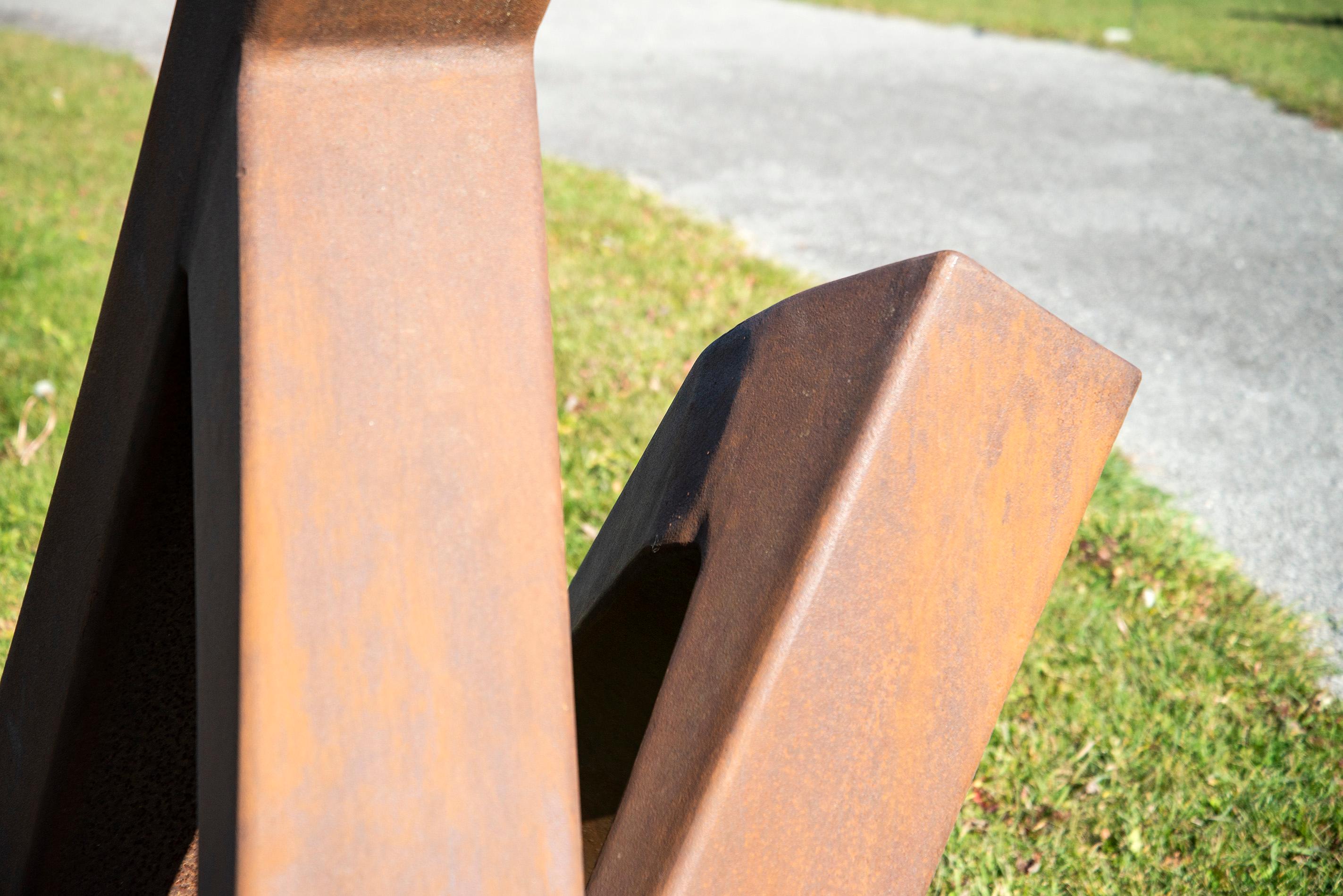 Trajectory No 7 - large, geometric, abstract, corten steel outdoor sculpture For Sale 3