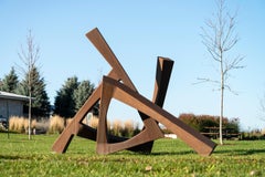 Trajectory No 7 - large, geometric, abstract, corten steel outdoor sculpture