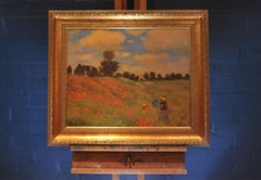 Claude Monet Les Coquelicots 1873 Reproduction Oil Painting With Gilt Frame