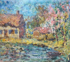 Paysage impressionniste français, un cottage en Normandie.