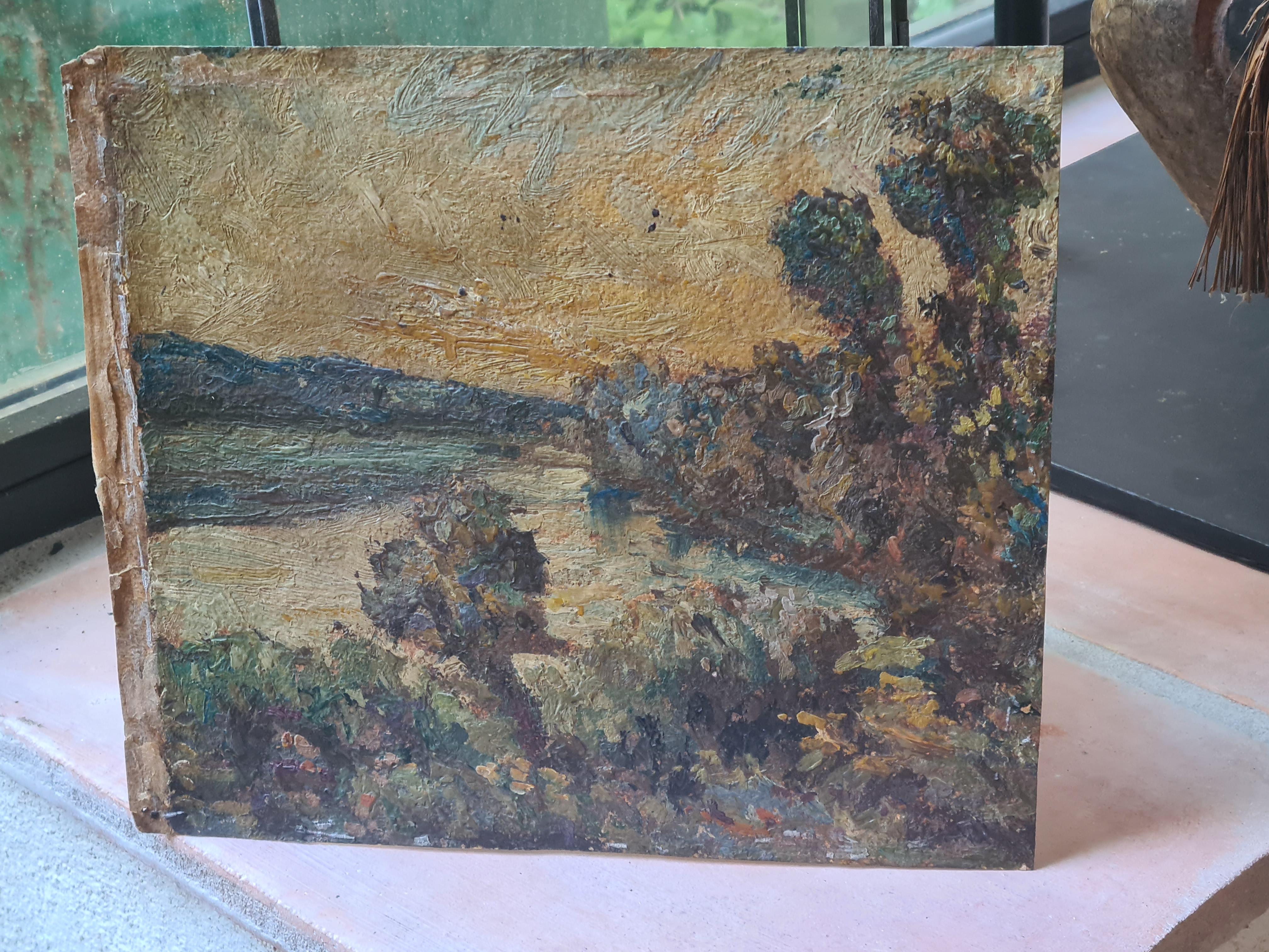 Französischer Impressionist Flusslandschaft, Pappeln am Ufer des Flusses Epte im Angebot 5