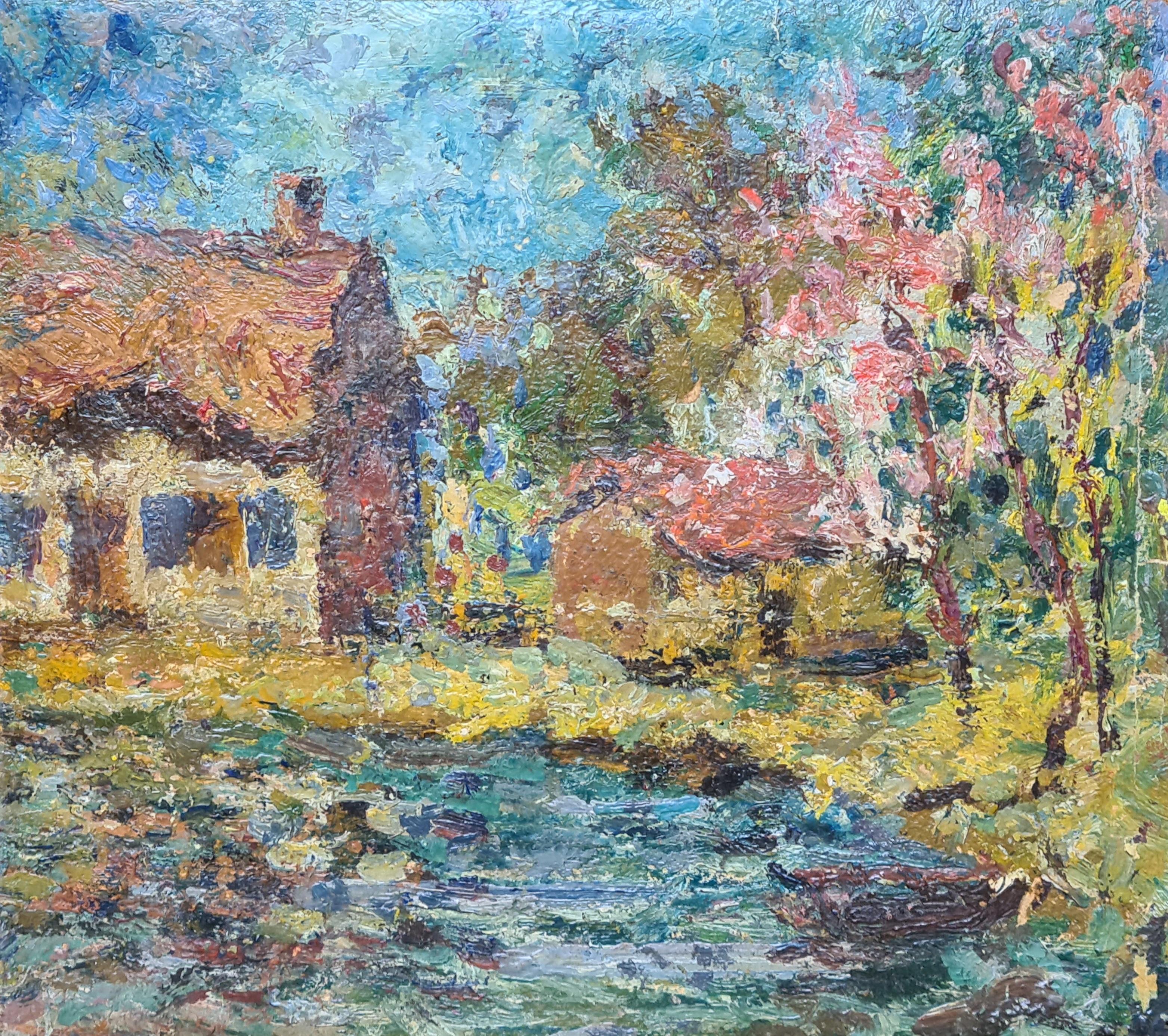 Französischer Impressionist Flusslandschaft, Pappeln am Ufer des Flusses Epte im Angebot 6