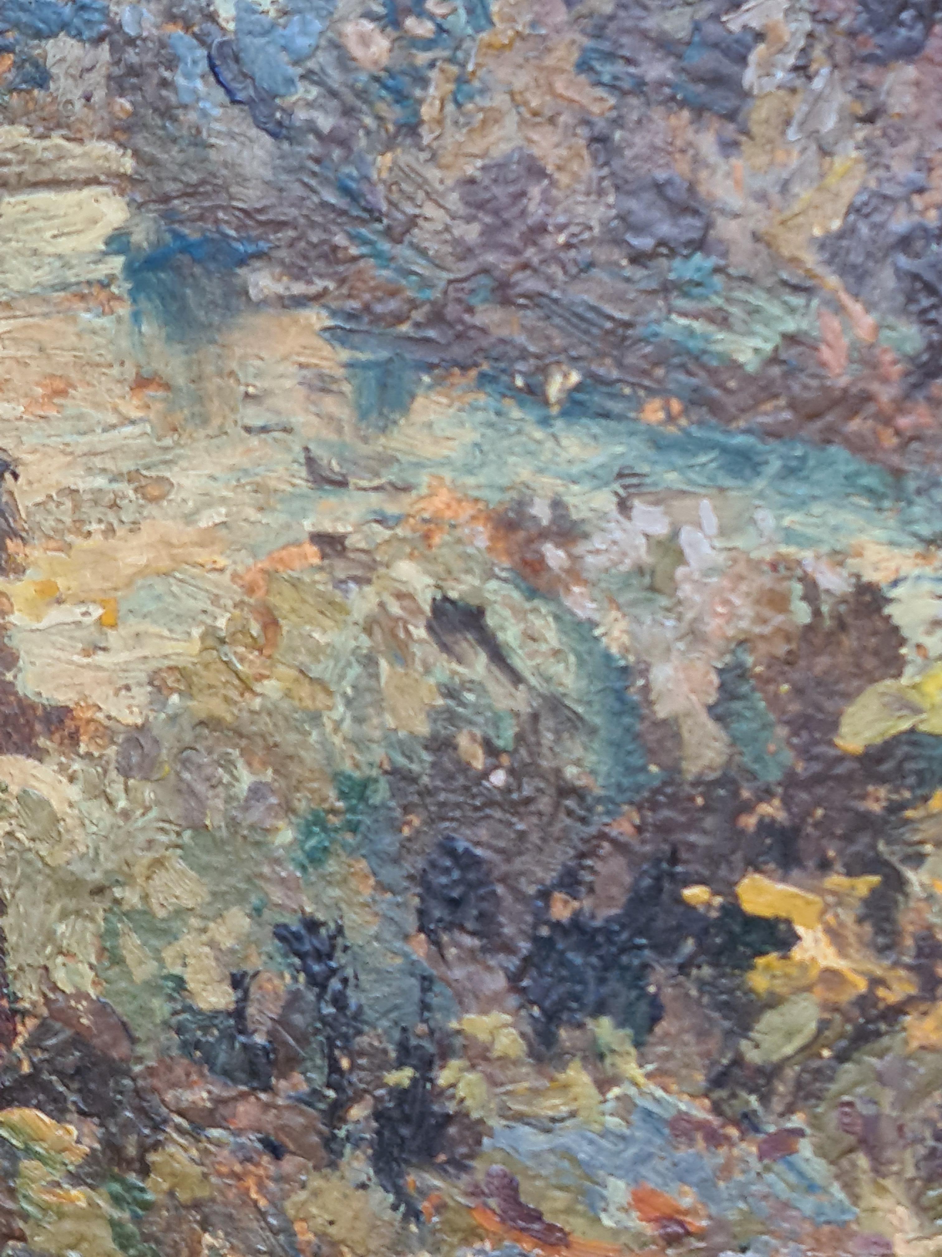Französischer Impressionist Flusslandschaft, Pappeln am Ufer des Flusses Epte im Angebot 1