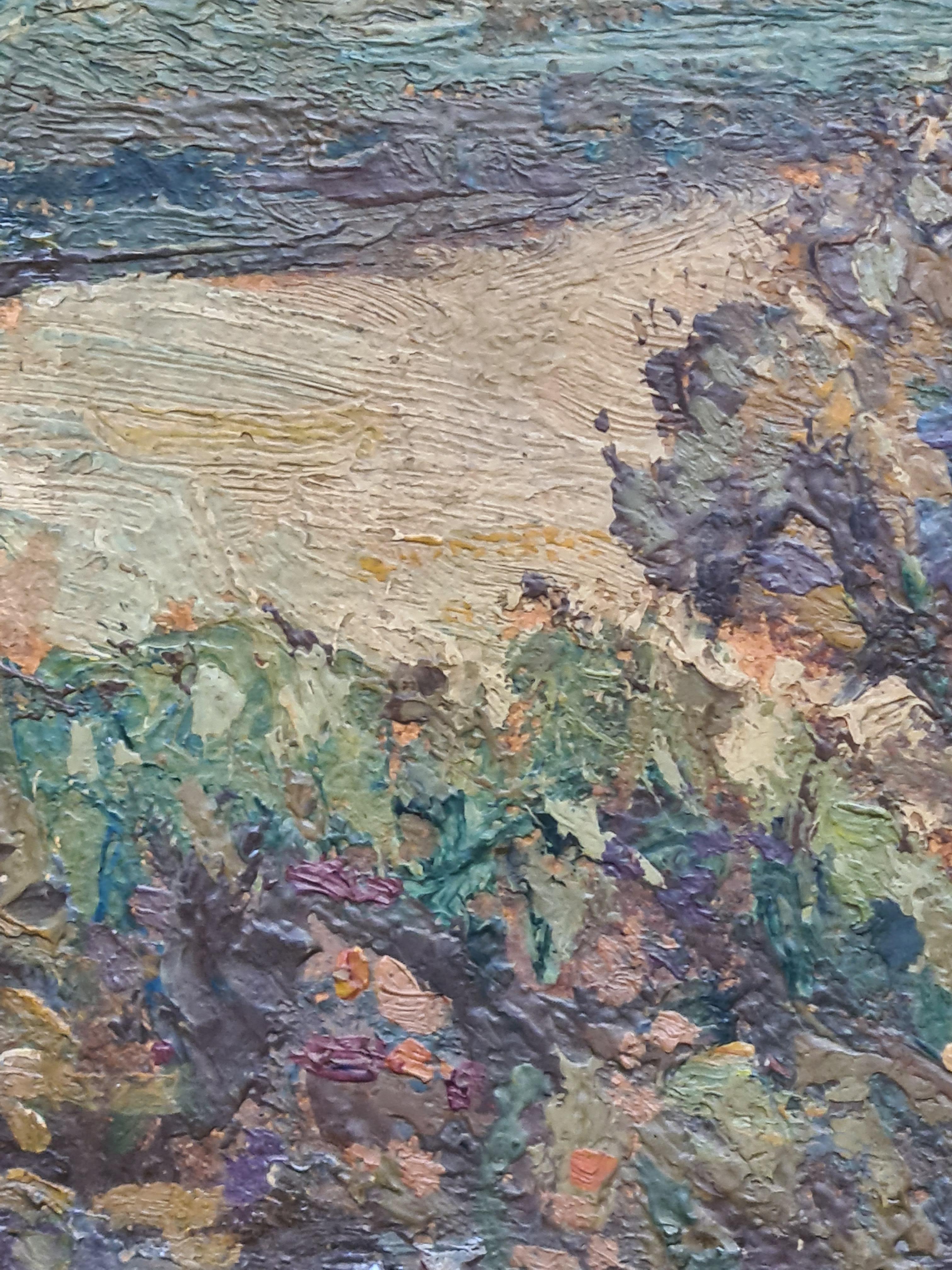 Französischer Impressionist Flusslandschaft, Pappeln am Ufer des Flusses Epte im Angebot 2