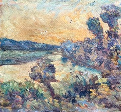 Französischer Impressionist Flusslandschaft, Pappeln am Ufer des Flusses Epte