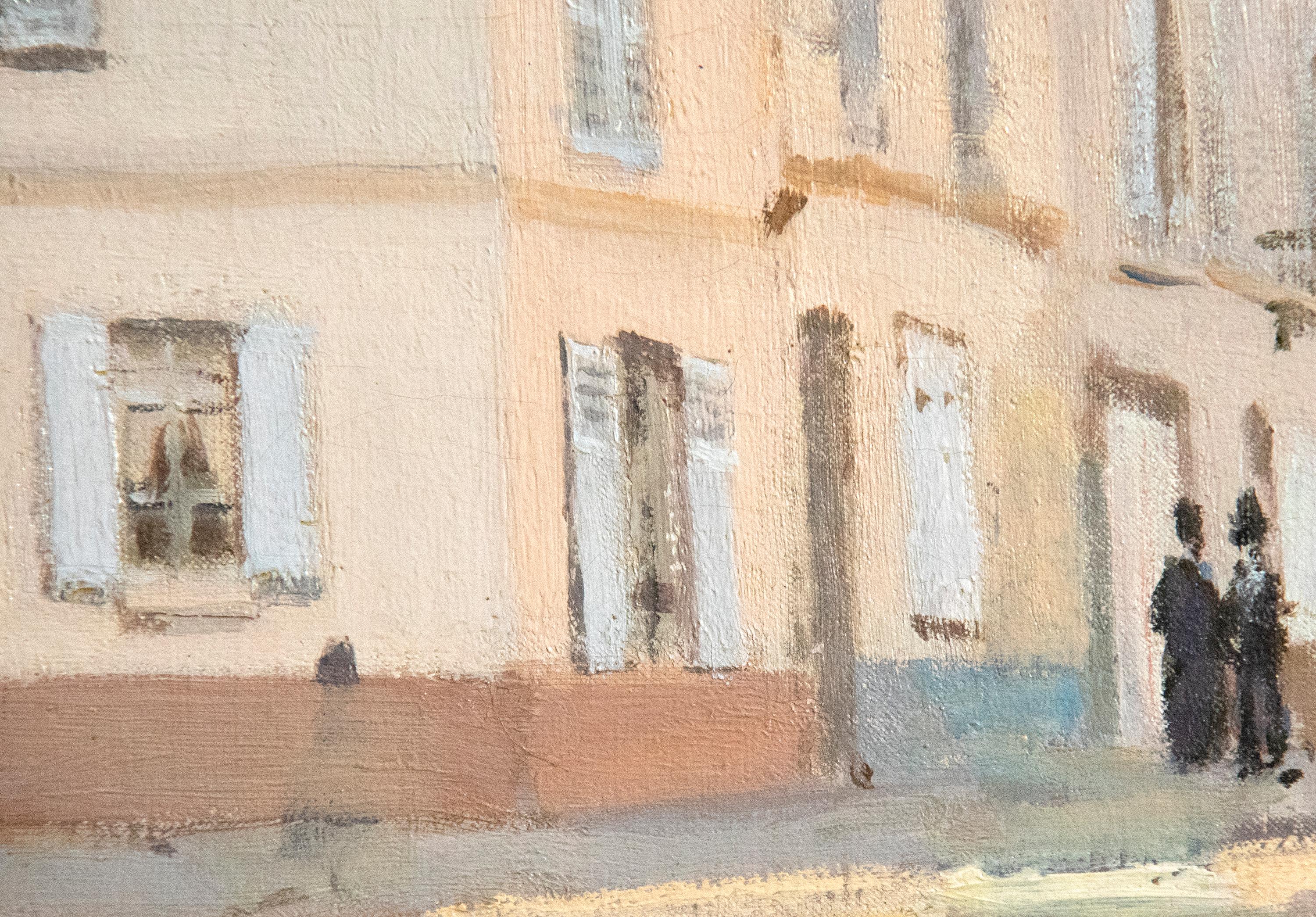 L’Ancienne rue de la Chaussée, Argenteuil (The Old Pavement Street, Argenteuil) - Beige Landscape Painting by Claude Monet
