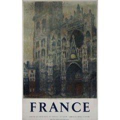 1950 original travel poster featuring Claude Monet's Cathédrale de Rouen